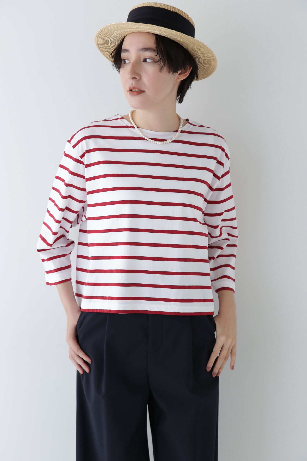 人気ファッションメンズ|【ヒューマンウーマン/human woman】 ◆ハイゲージボーダープルオーバー