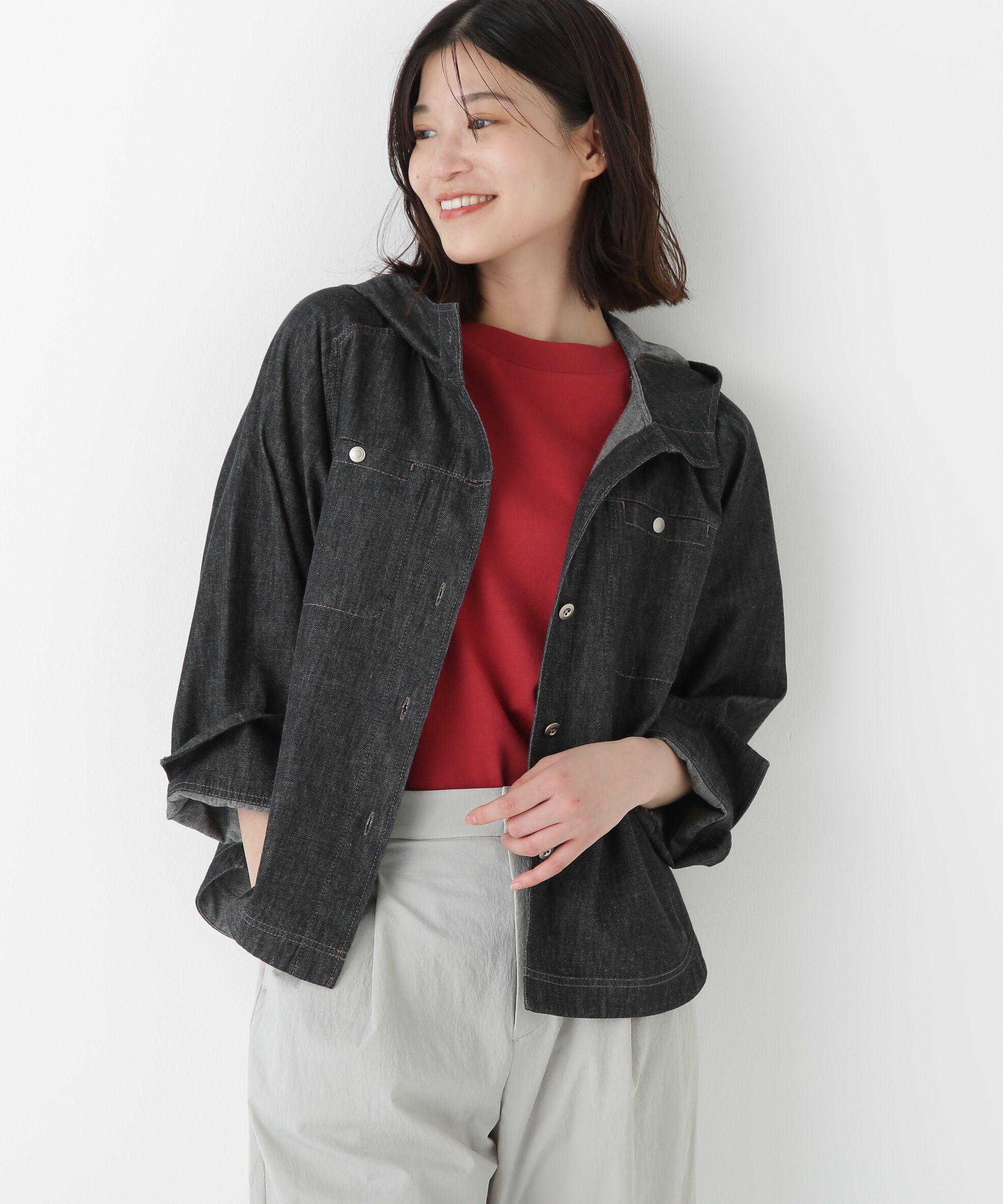 【ヒューマンウーマン/human woman】 ◆ライトオンスデニムフードブラウス