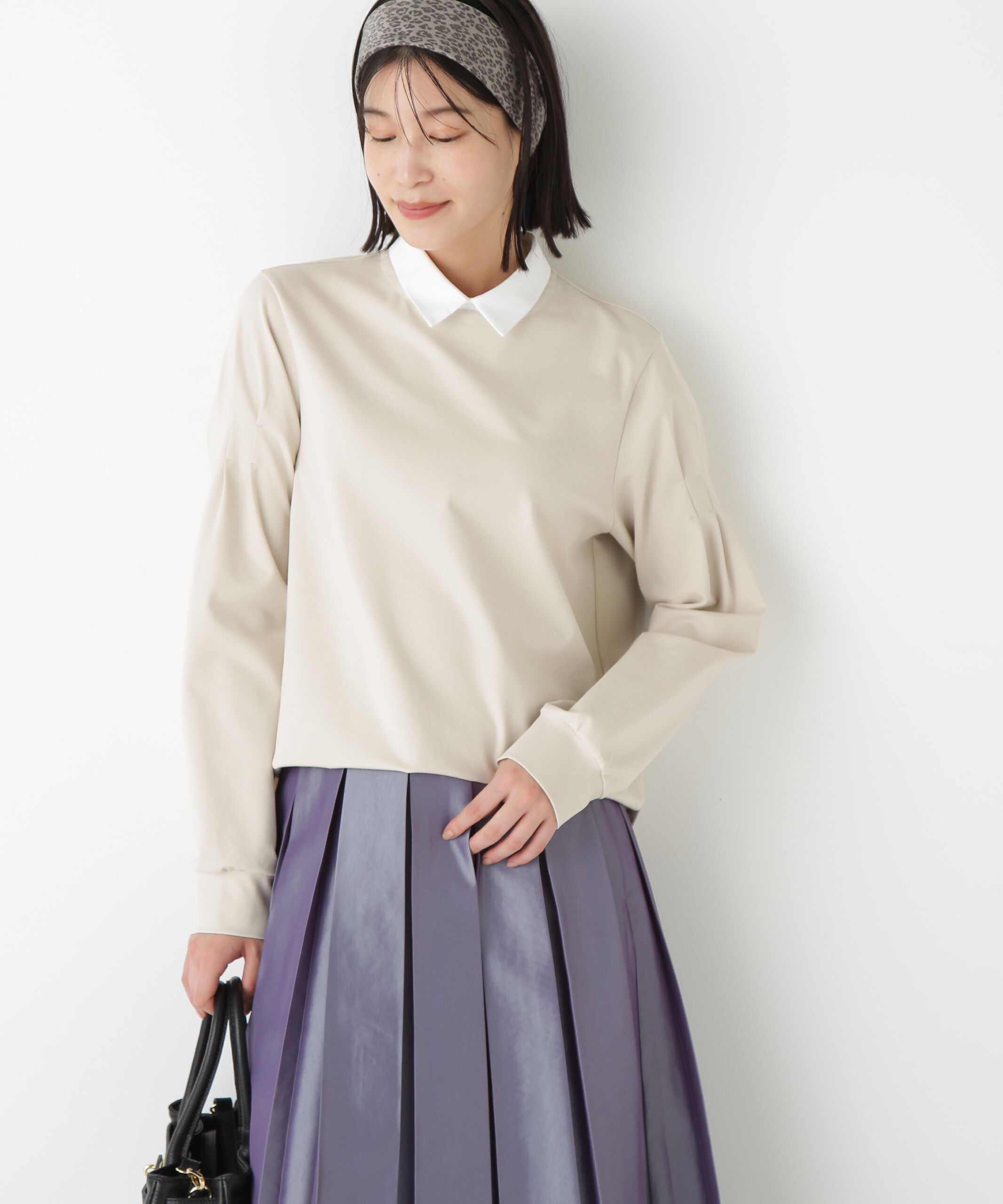 メンズファッションなら|【ヒューマンウーマン/human woman】 ◆ストレッチポンチシャツカラードッキングプルオーバー