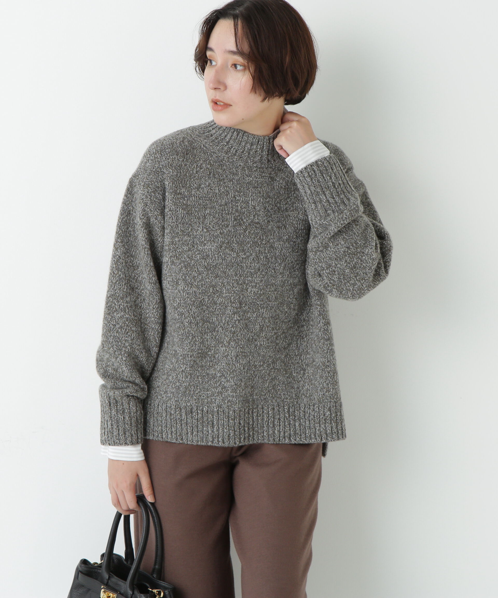 【ヒューマンウーマン/human woman】 ≪洗える≫ウールローゲージＭＩＸヤーンハイネックプルオーバー