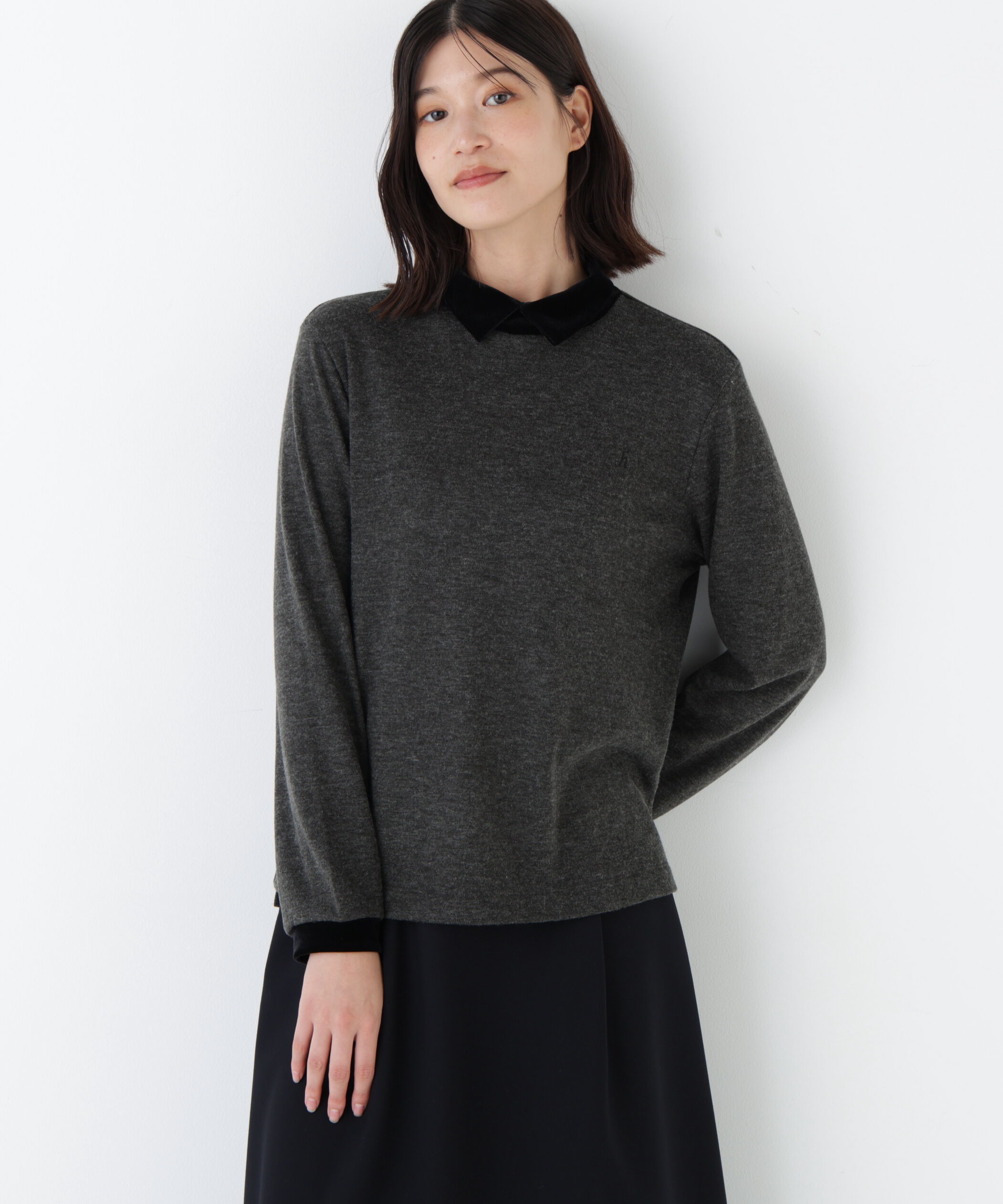 モテ系ファッションメンズ|【ヒューマンウーマン/human woman】 ◆ベロアドッキングプルオーバー