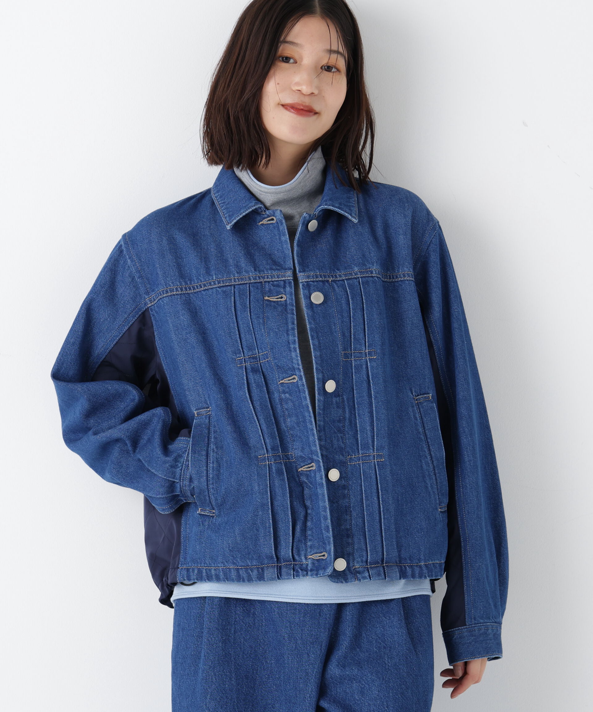 【ヒューマンウーマン/human woman】 ◆ソフトデニムドッキングブルゾン
