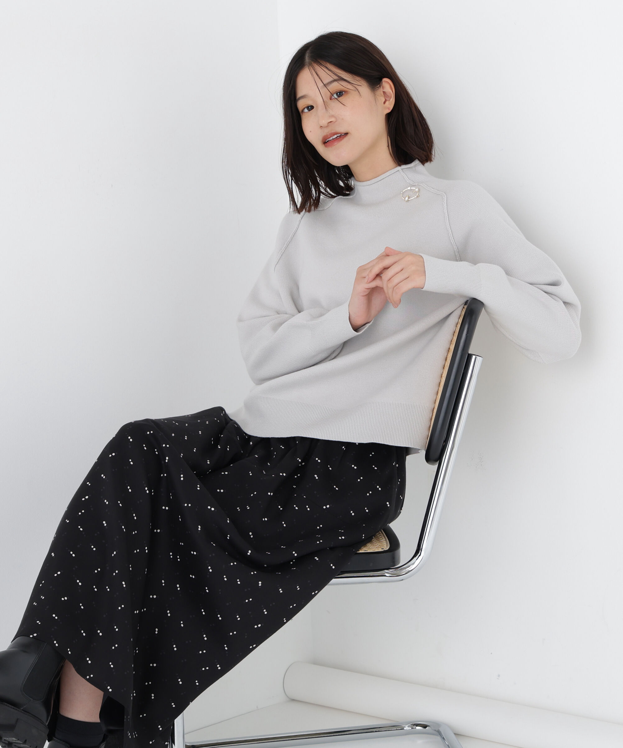 【ヒューマンウーマン/human woman】 ◆コットンジャガードボトルネックＰＯ