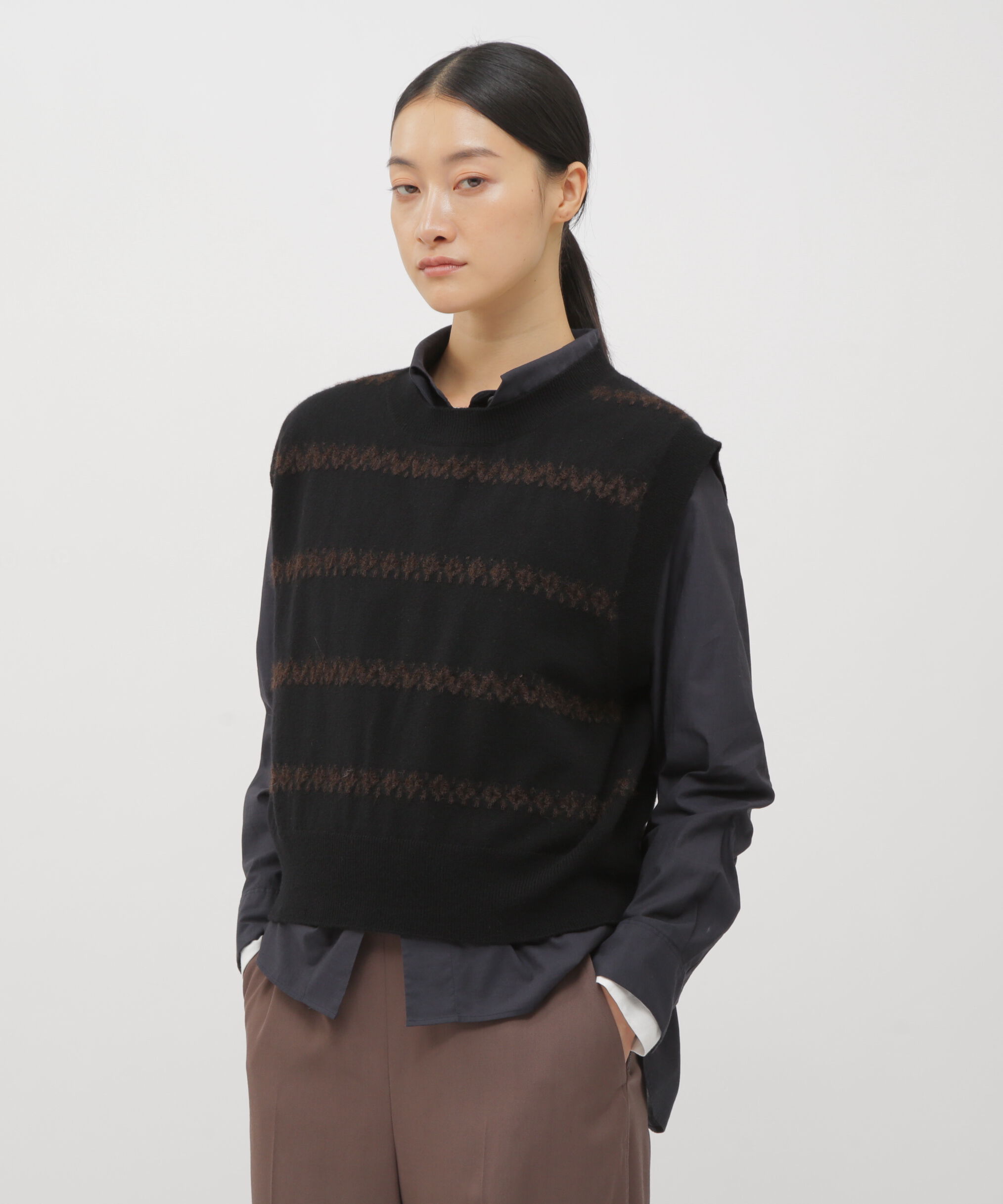 【マーガレット・ハウエル/MARGARET HOWELL】 WOOL ALPACA FAIRISLE KNITWEAR
