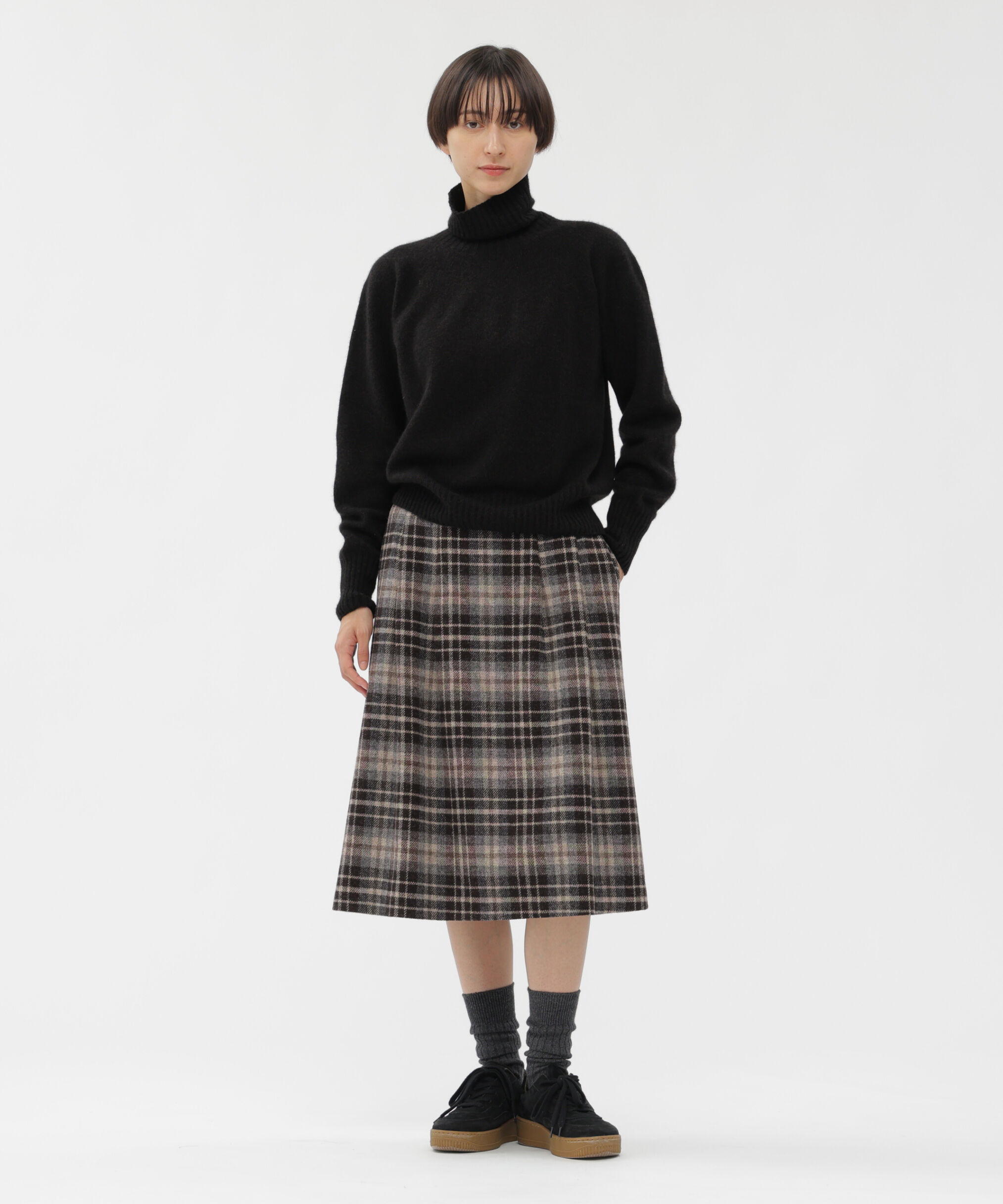 【マーガレット・ハウエル/MARGARET HOWELL】 LARGE CHECK WOOL SKIRT
