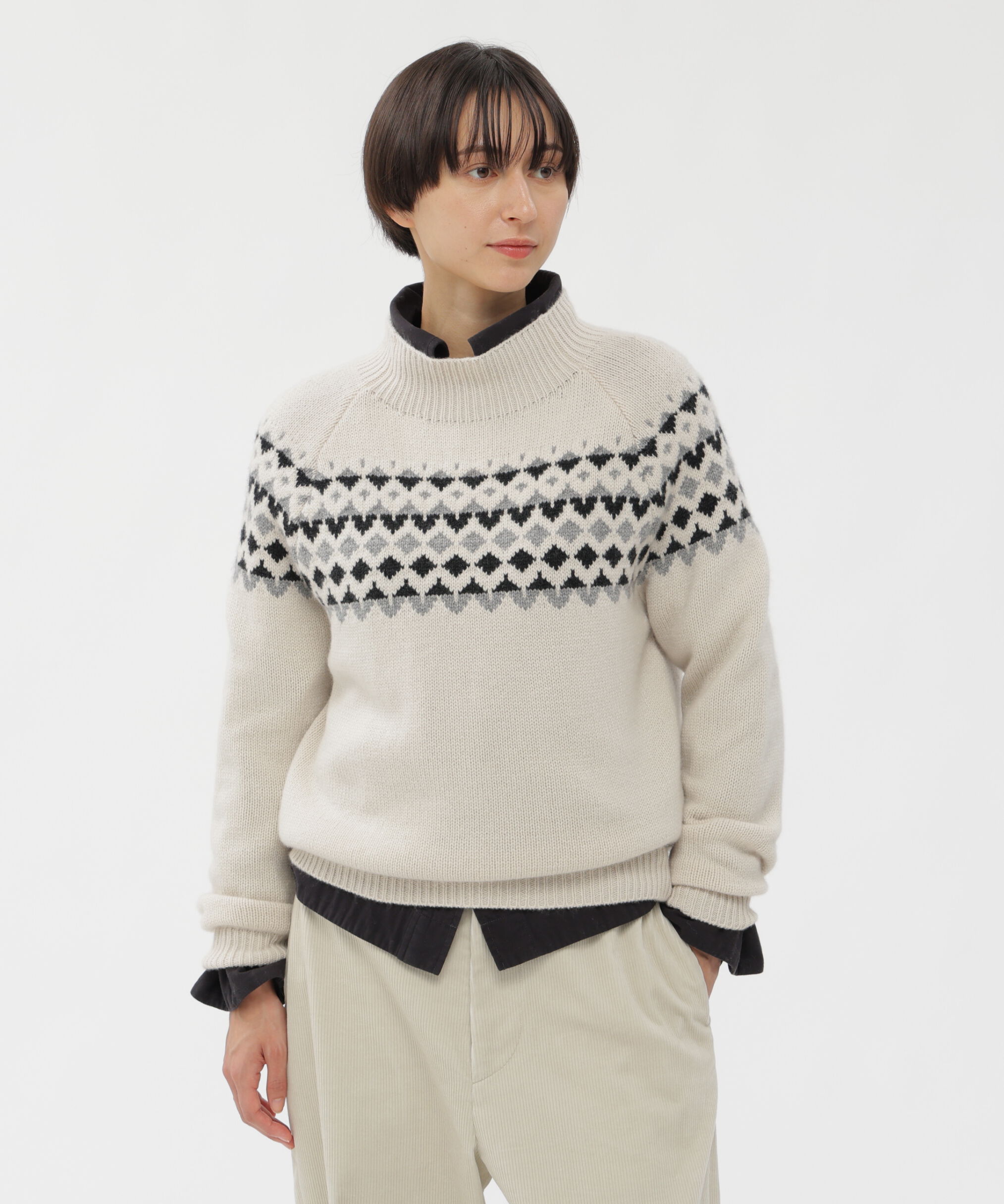 【マーガレット・ハウエル/MARGARET HOWELL】 WOOL CASHMERE SILK FAIRISLE KNITWEAR