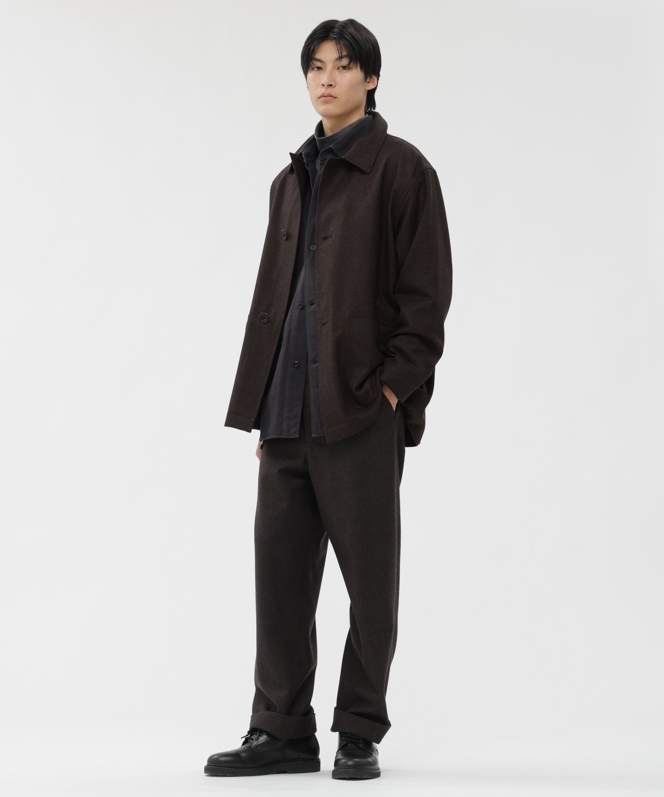 人気ファッションメンズ|【マーガレット・ハウエル/MARGARET HOWELL】 COMPACT YARN DYED WOOL TROUSERS