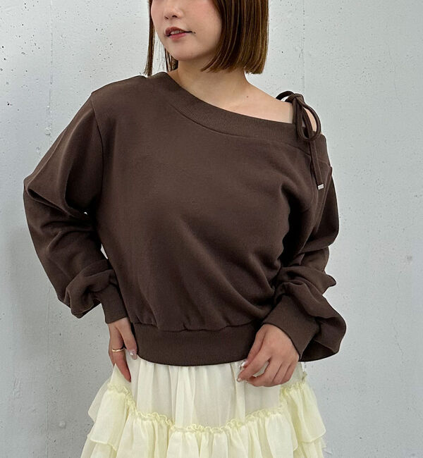 ファッションメンズお薦め|【アルシーヴ/archives】 肩リボンワンショルスウェット