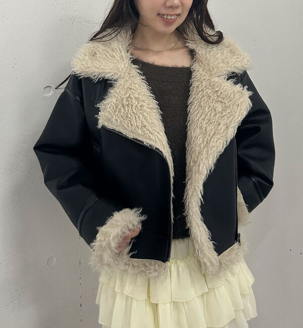 【アルシーヴ/archives】 フェイクレザーショートムートンジャケット