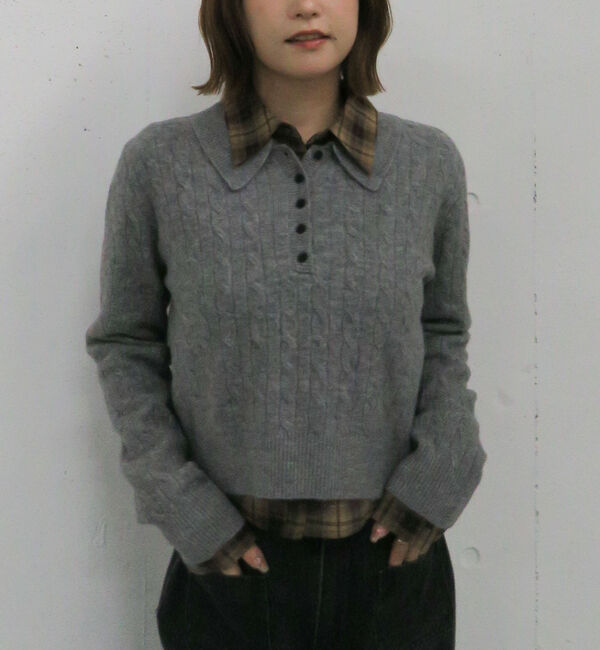 人気メンズファッション|【アルシーヴ/archives】 ケーブルポロニット×シャツセット