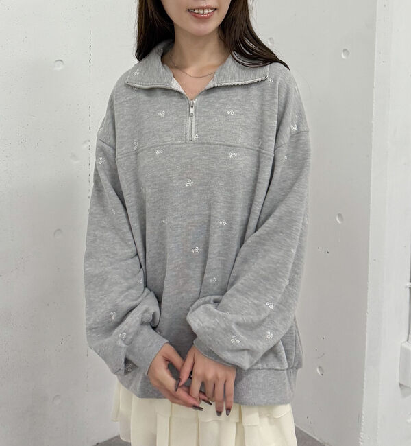 人気ファッションメンズ|【アルシーヴ/archives】 小花柄刺繍ハーフzipスウェット