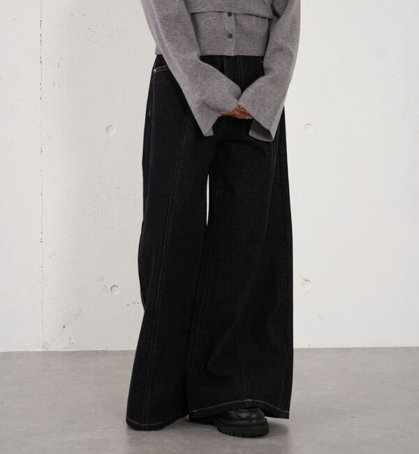 人気ファッションメンズ|【アルシーヴ/archives】 ロゴ刺繍ワイドデニム