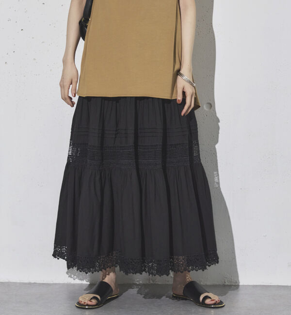 【ドゥアルシーヴ/Doux archives】 レースティアードスカート