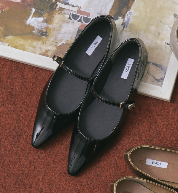 【ドゥアルシーヴ/Doux archives】 ストラップフラットパンプス