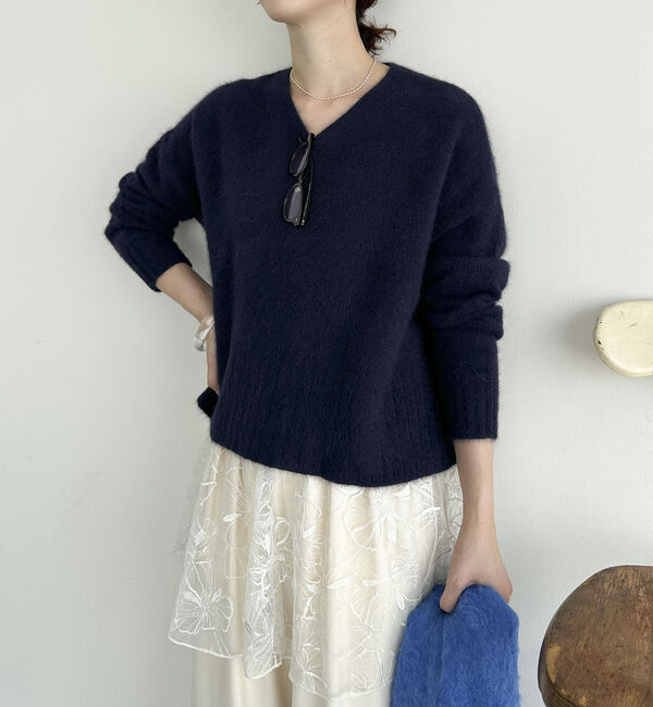 【ドゥアルシーヴ/Doux archives】 【ラクーンＭＩＸ】ファーニットＶネックプルオーバー