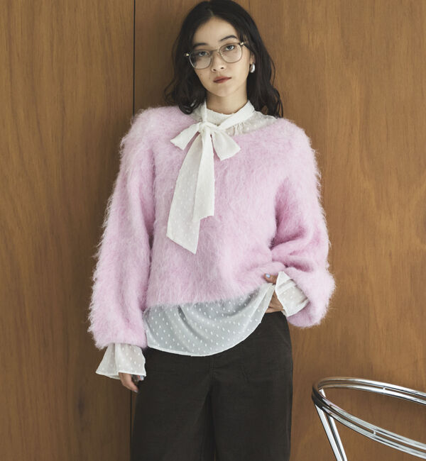 【ドゥアルシーヴ/Doux archives】 ドットシフォンボウタイブラウス