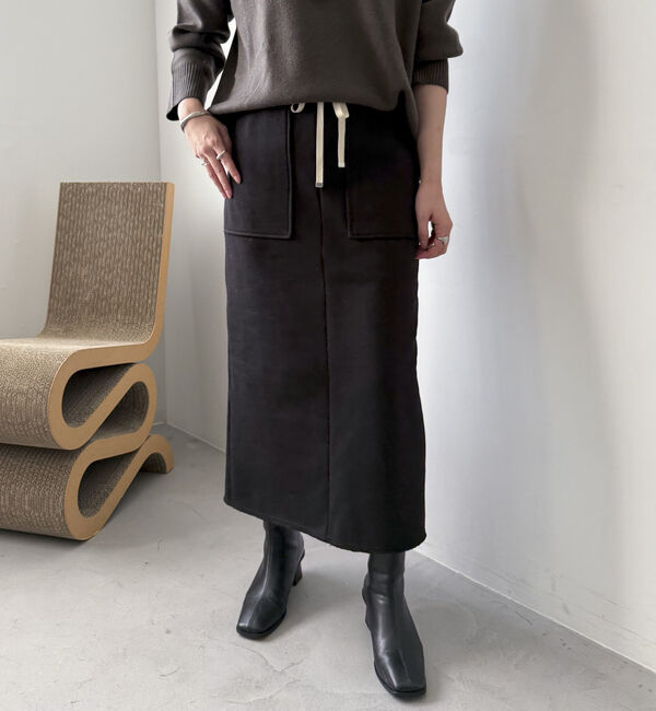 【ドゥアルシーヴ/Doux archives】 裏起毛ベイカータイトスカート