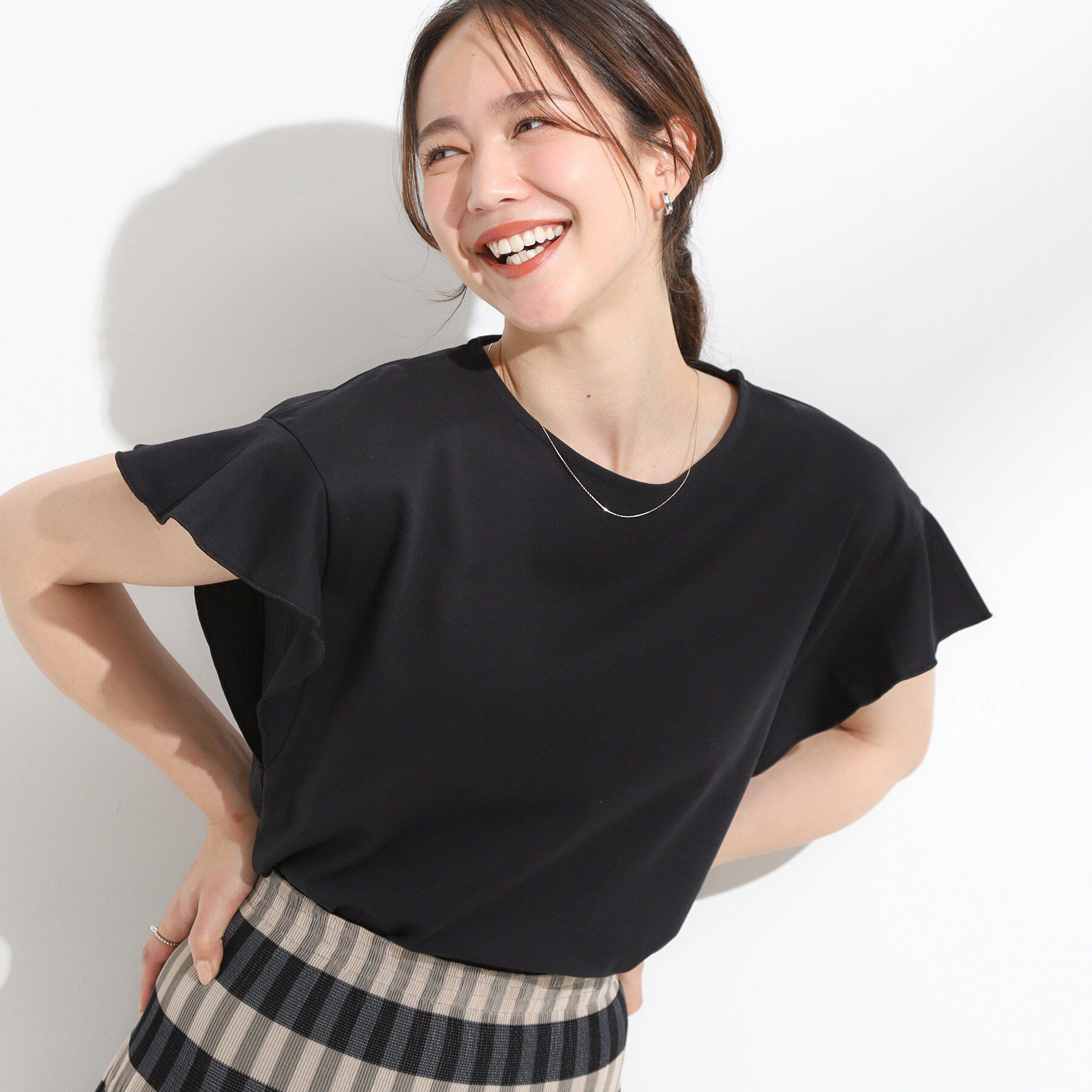 メンズファッションオススメ|【シューラルー/SHOO・LA・RUE】 【汗ジミ防止/ひんやり/UV】フリルスリーブTシャツ