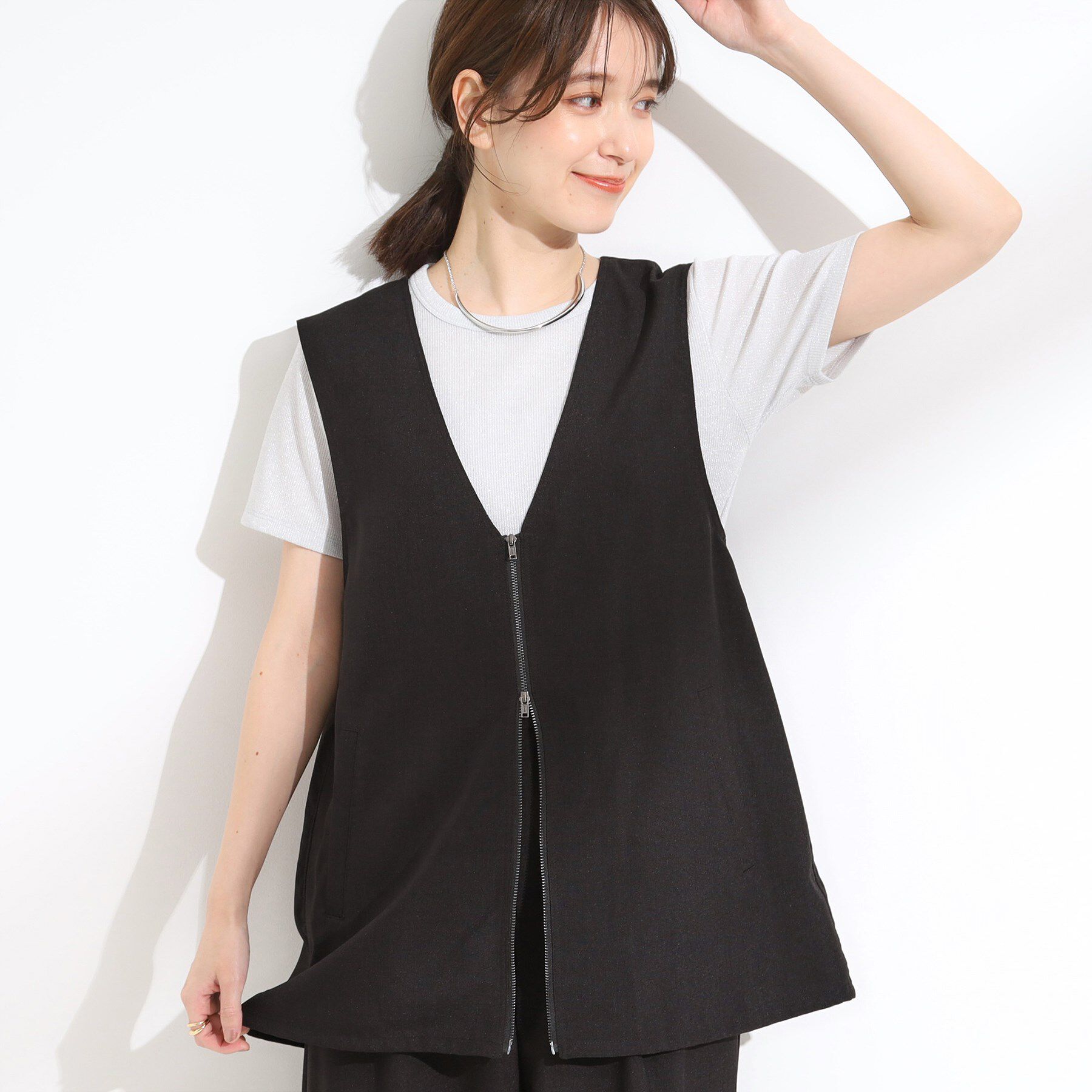 人気ファッションメンズ|【シューラルー/SHOO・LA・RUE】 【セットアップ可】さらりと軽やかに ダブルジップ麻調ジレ