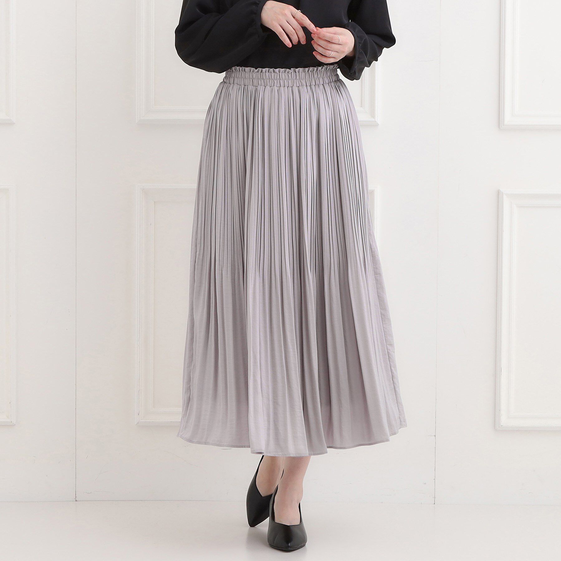 【シューラルー/SHOO・LA・RUE】 【洗える/着丈選べる】軽やかプリーツスカート