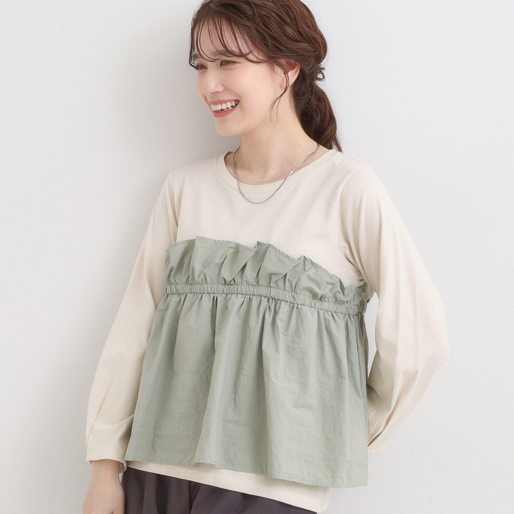 メンズファッションなら|【シューラルー/SHOO・LA・RUE】 【洗濯機可/S-LL】1枚で華やか フリルドッキングトップス