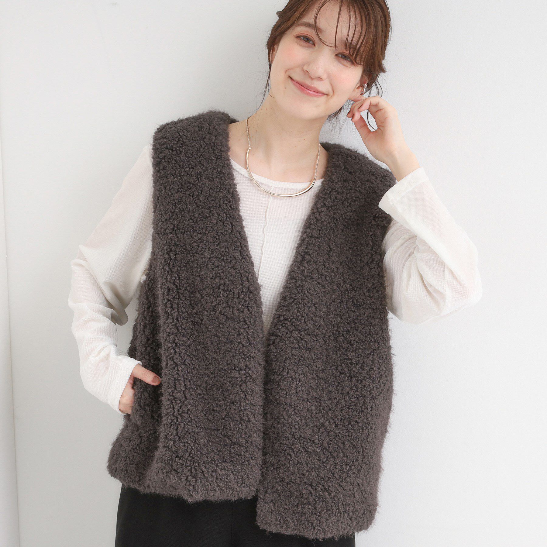 ファッションメンズお薦め|【シューラルー/SHOO・LA・RUE】 ふわふわファーベスト