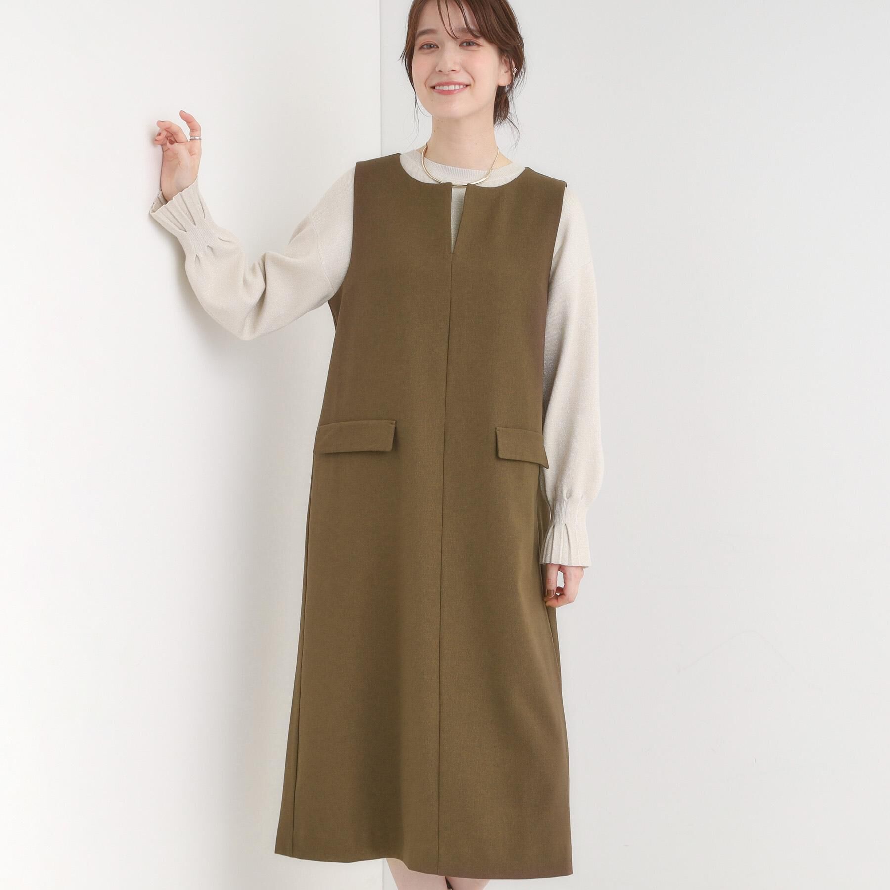 【シューラルー/SHOO・LA・RUE】 【S-LL】ウール調スキッパージャンスカ