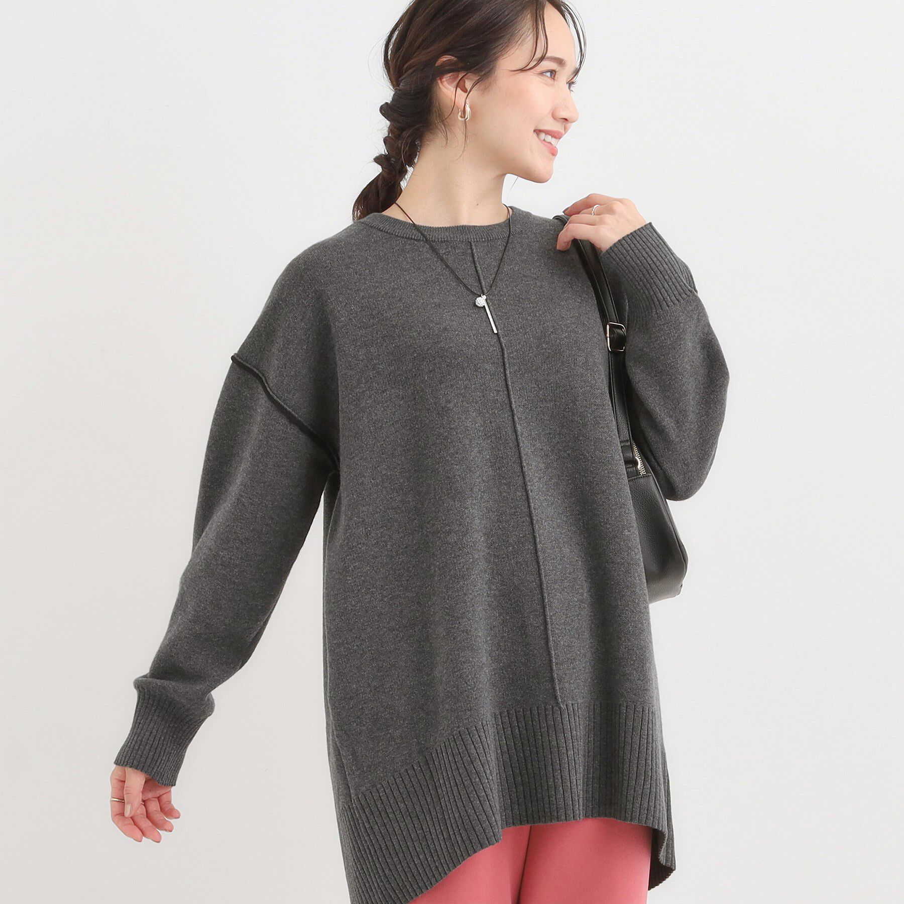 【シューラルー/SHOO・LA・RUE】 【洗える/毛玉レス】チュニックニットワンピース