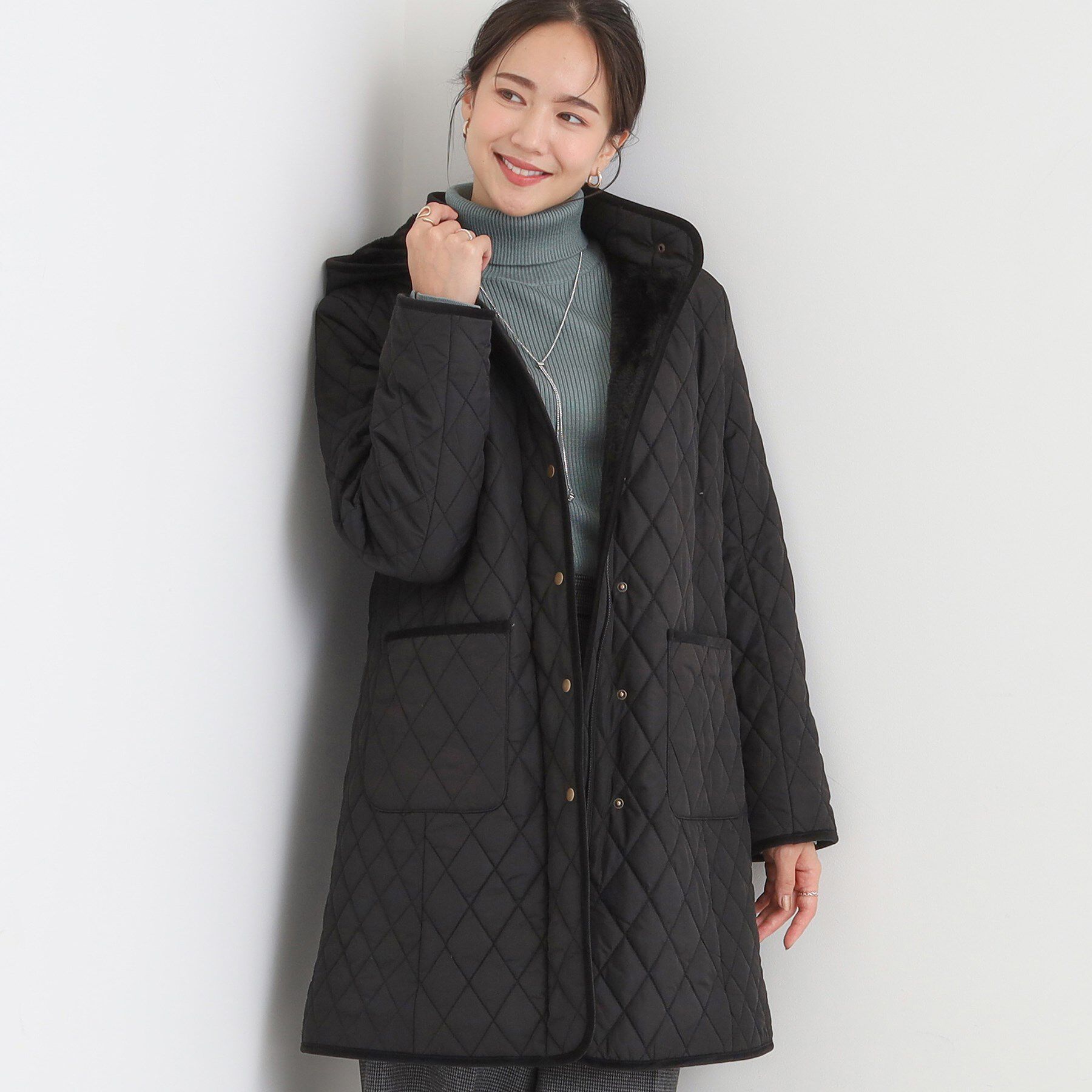 モテ系ファッションメンズ|【シューラルー/SHOO・LA・RUE】 【撥水/フード取り外し可】自然にくびれる あったかダイヤ柄キルトコート【CIRCRIC】