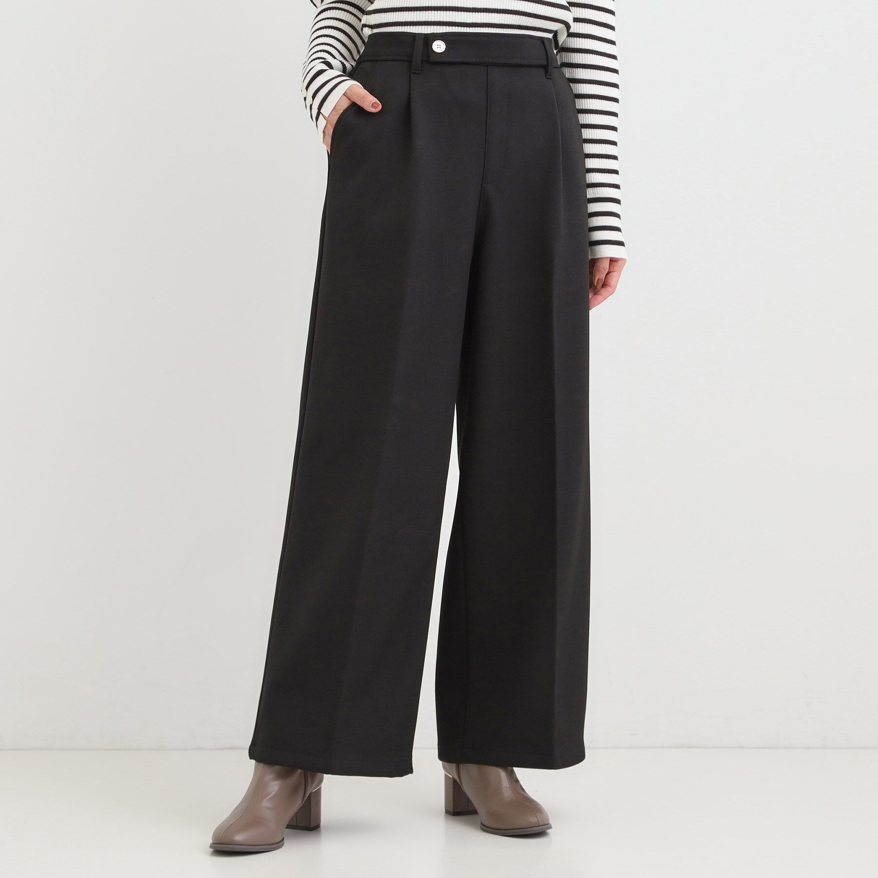 モテ系メンズファッション|【シューラルー/SHOO・LA・RUE】 【着丈選べる】ウールフィールあったか裏起毛ワイドパンツ