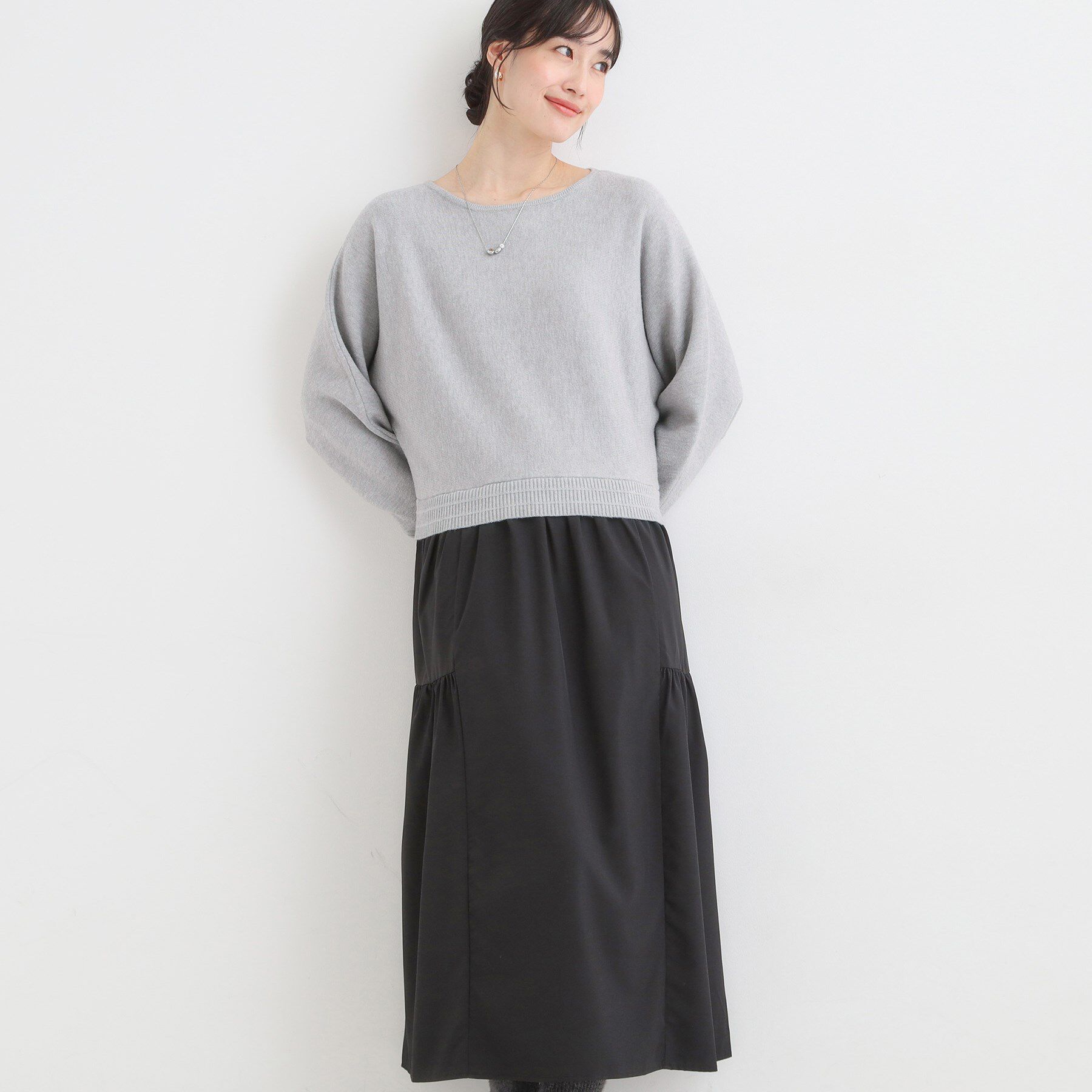 【シューラルー/SHOO・LA・RUE】 異素材ドッキングワンピース