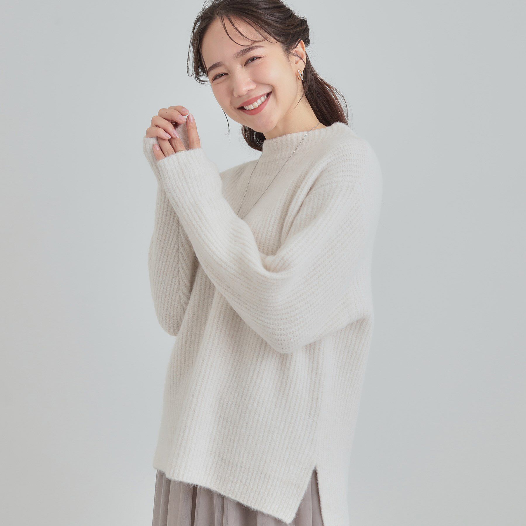 【シューラルー/SHOO・LA・RUE】 ふわふわが魅力 ハイネックニットプルオーバー