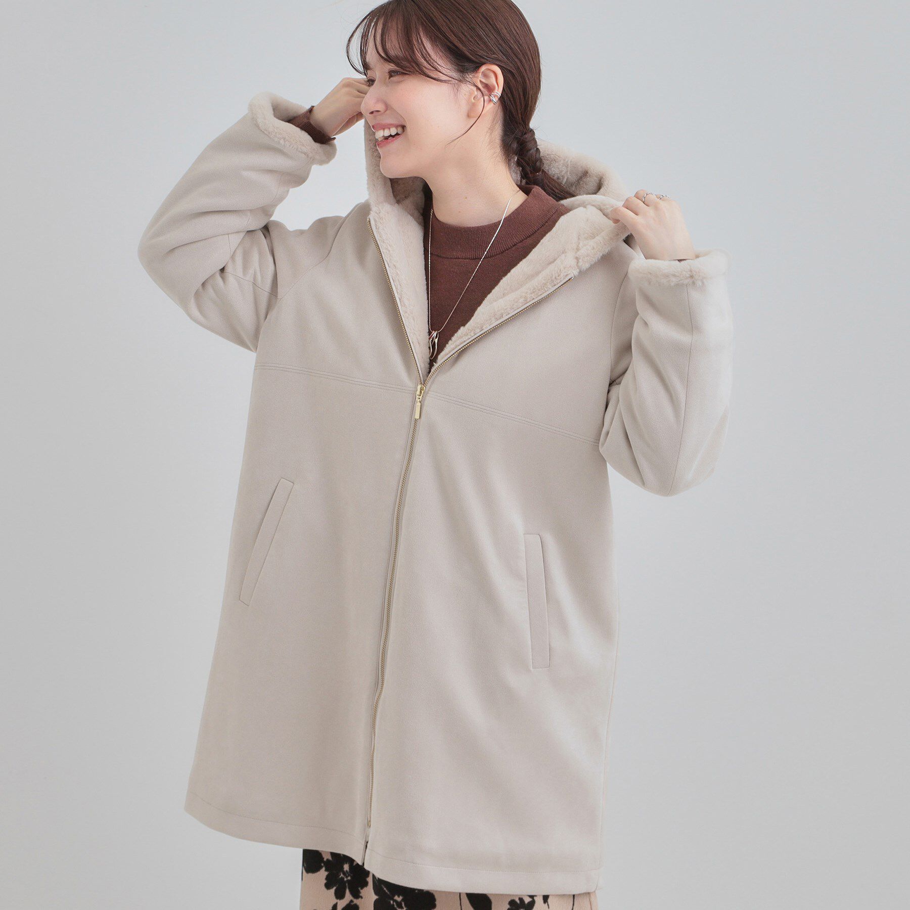 モテ系ファッションメンズ|【シューラルー/SHOO・LA・RUE】 【S-LL】マットな色味が大人な雰囲気 スエード調フードコート