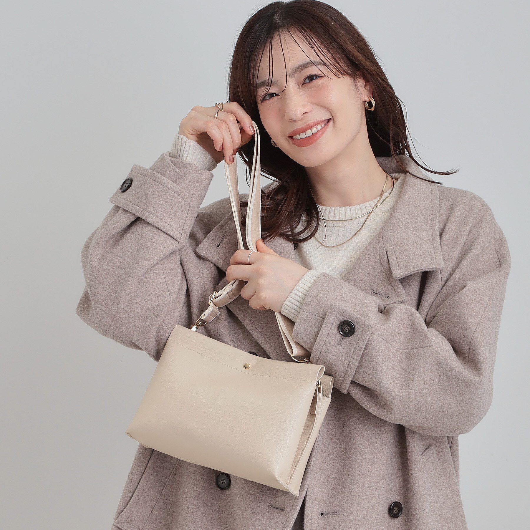 【シューラルー/SHOO・LA・RUE】 配色ベルト3層ショルダーバッグ