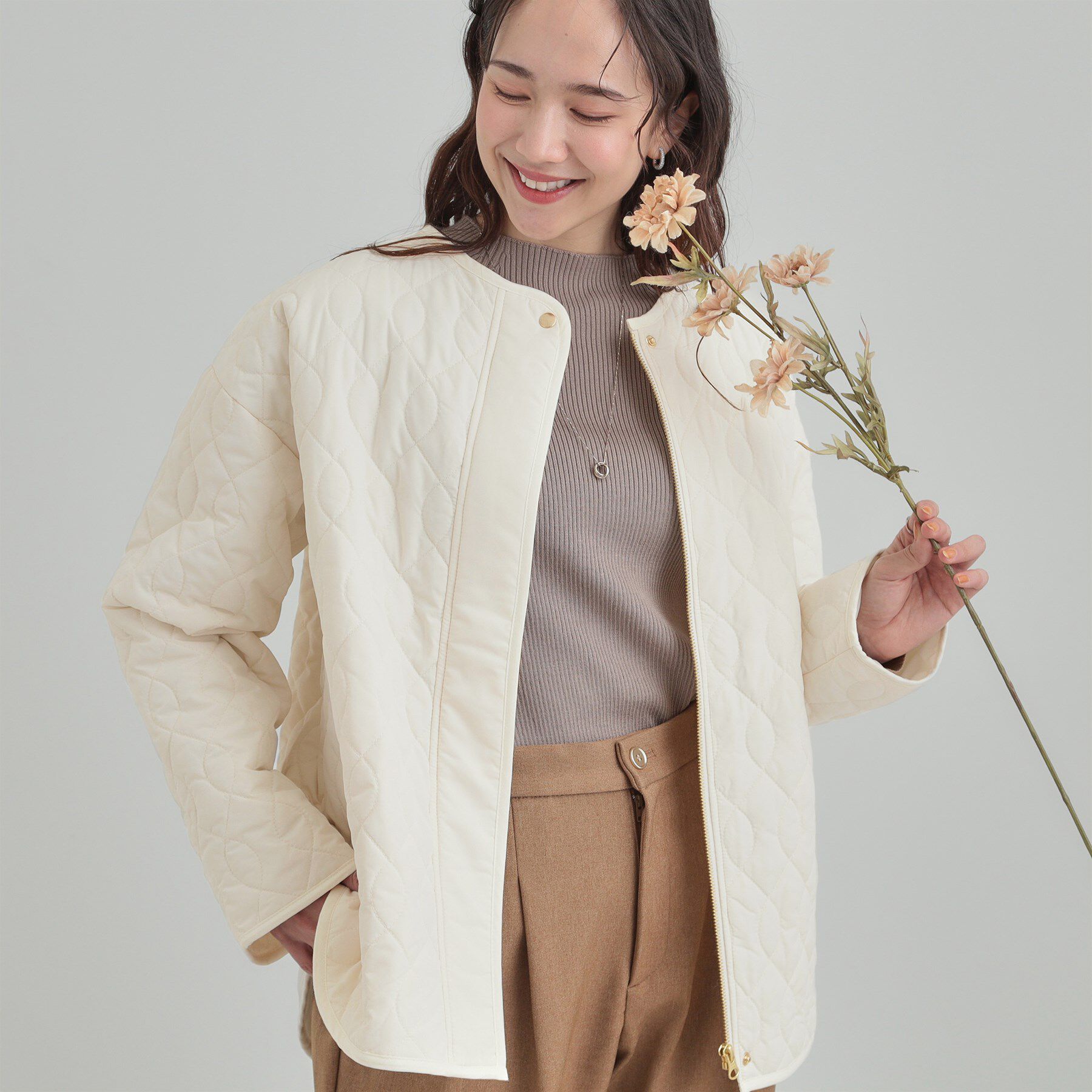 人気ファッションメンズ|【シューラルー/SHOO・LA・RUE】 【洗濯機可/S-LL/撥水】大人が着たい ノーカラー キルトジャケット