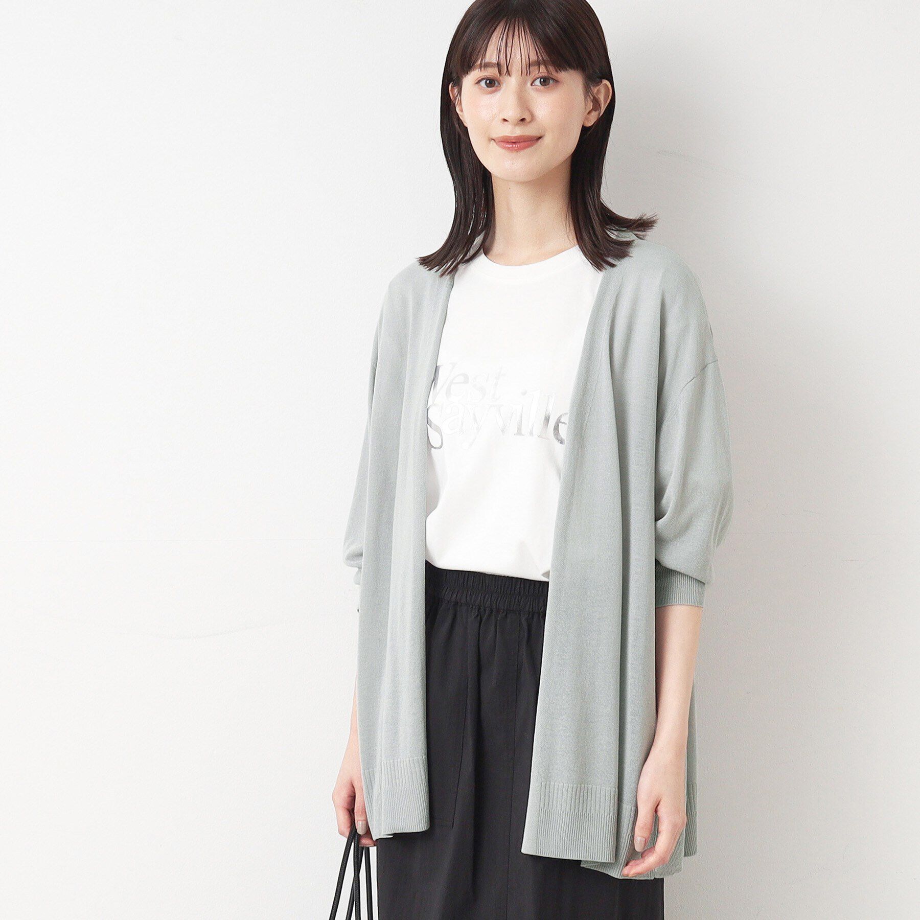【デッサン/Dessin】 【洗える】ボタンレスカーディガン