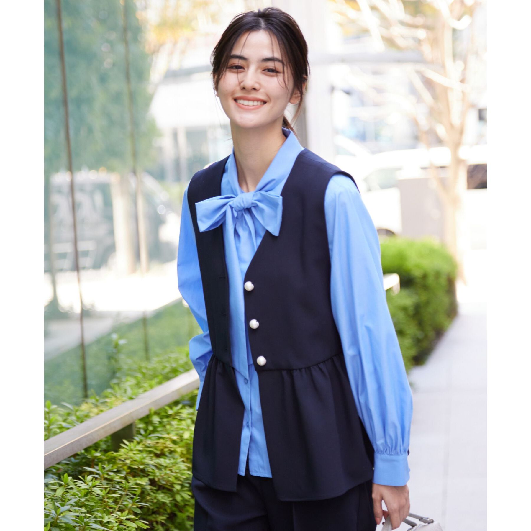 ファッションメンズのイチオシ|【デッサン/Dessin】 【入卒/セレモニー/セットアップ可能/洗える】パール調ボタン付きペプラムジレ