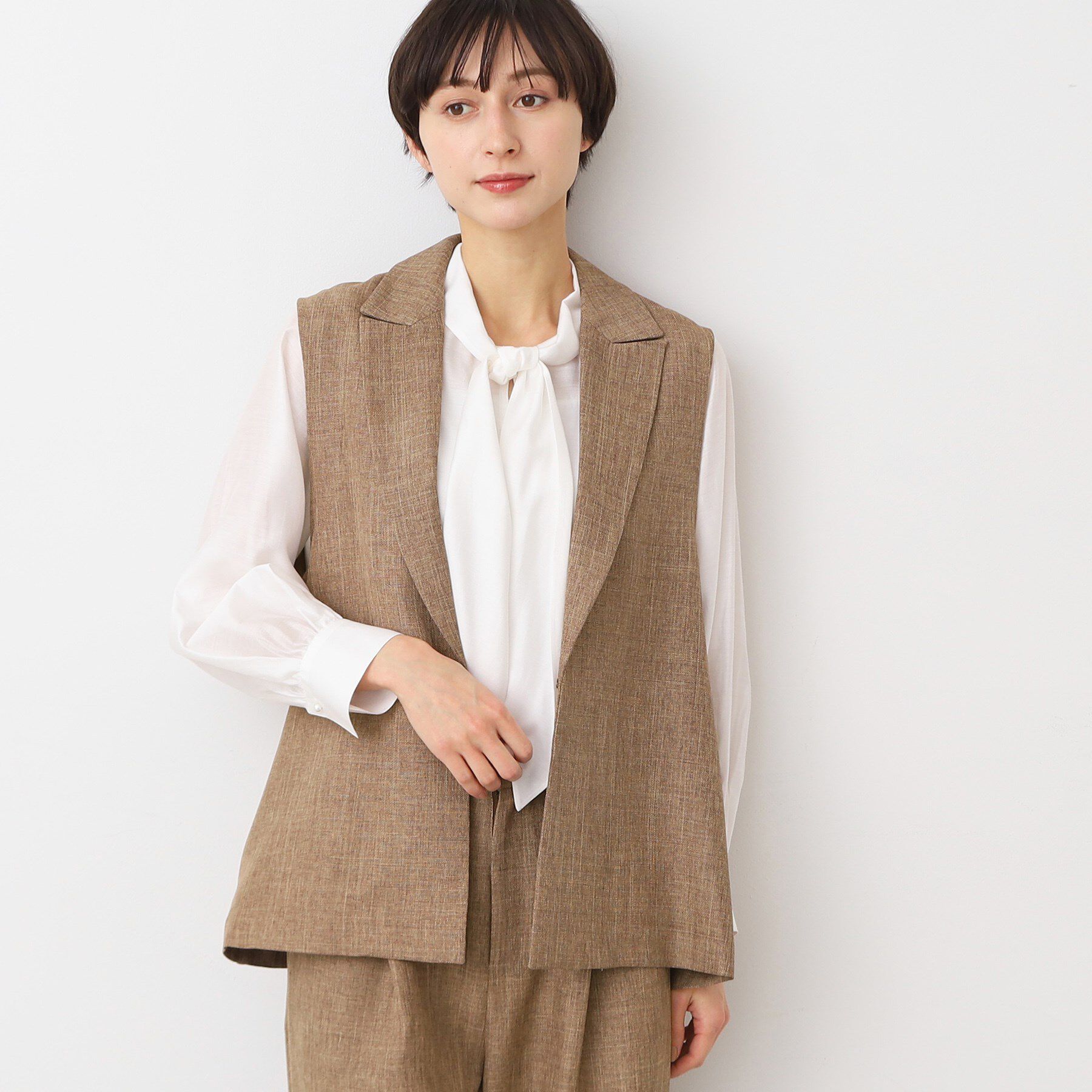 モテ系メンズファッション|【デッサン/Dessin】 【洗える・セットアップ可能】スリーブレス襟付きジャケット(S〜L)