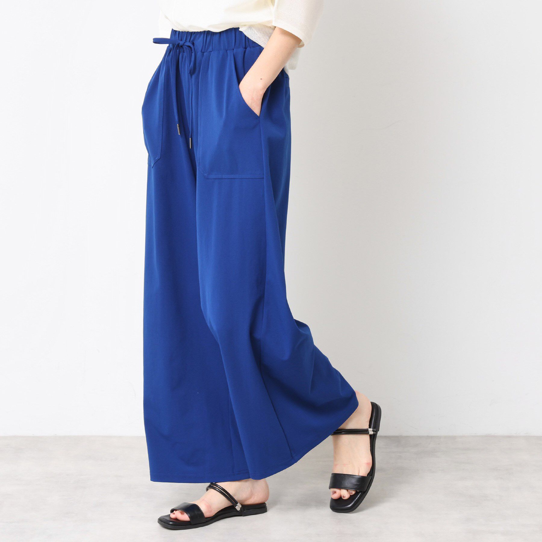 【デッサン/Dessin】 【ウエストゴム・洗える】ストレッチワイドパンツ