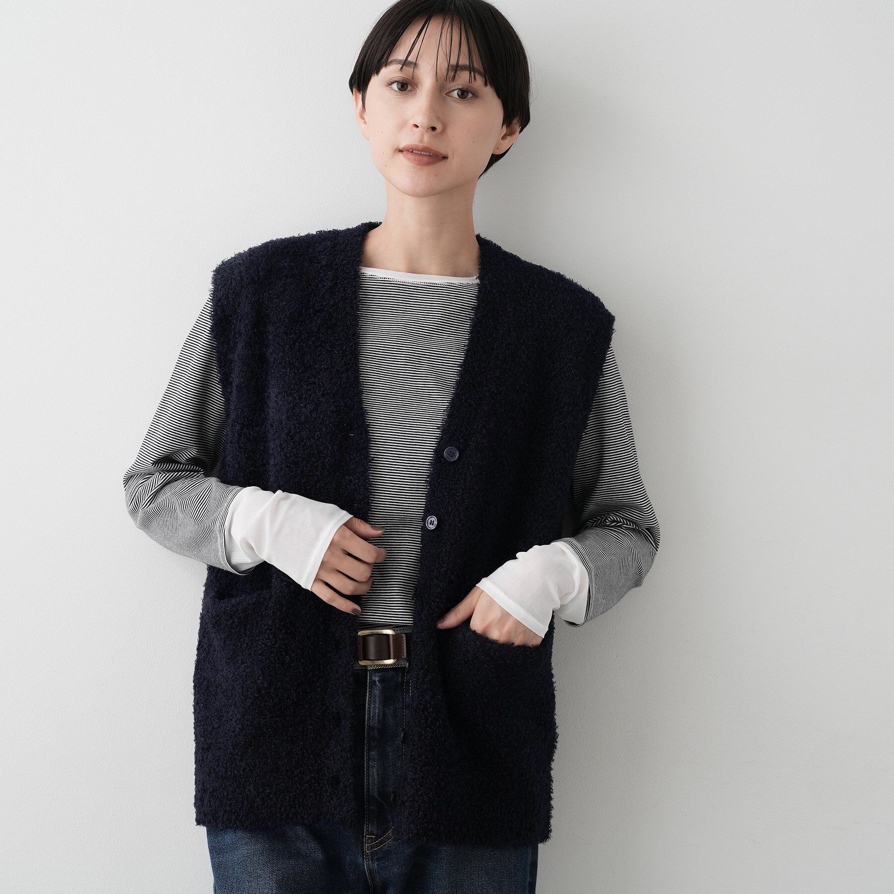 人気ファッションメンズ|【デッサン/Dessin】 【洗える】Vネックシャギーベスト