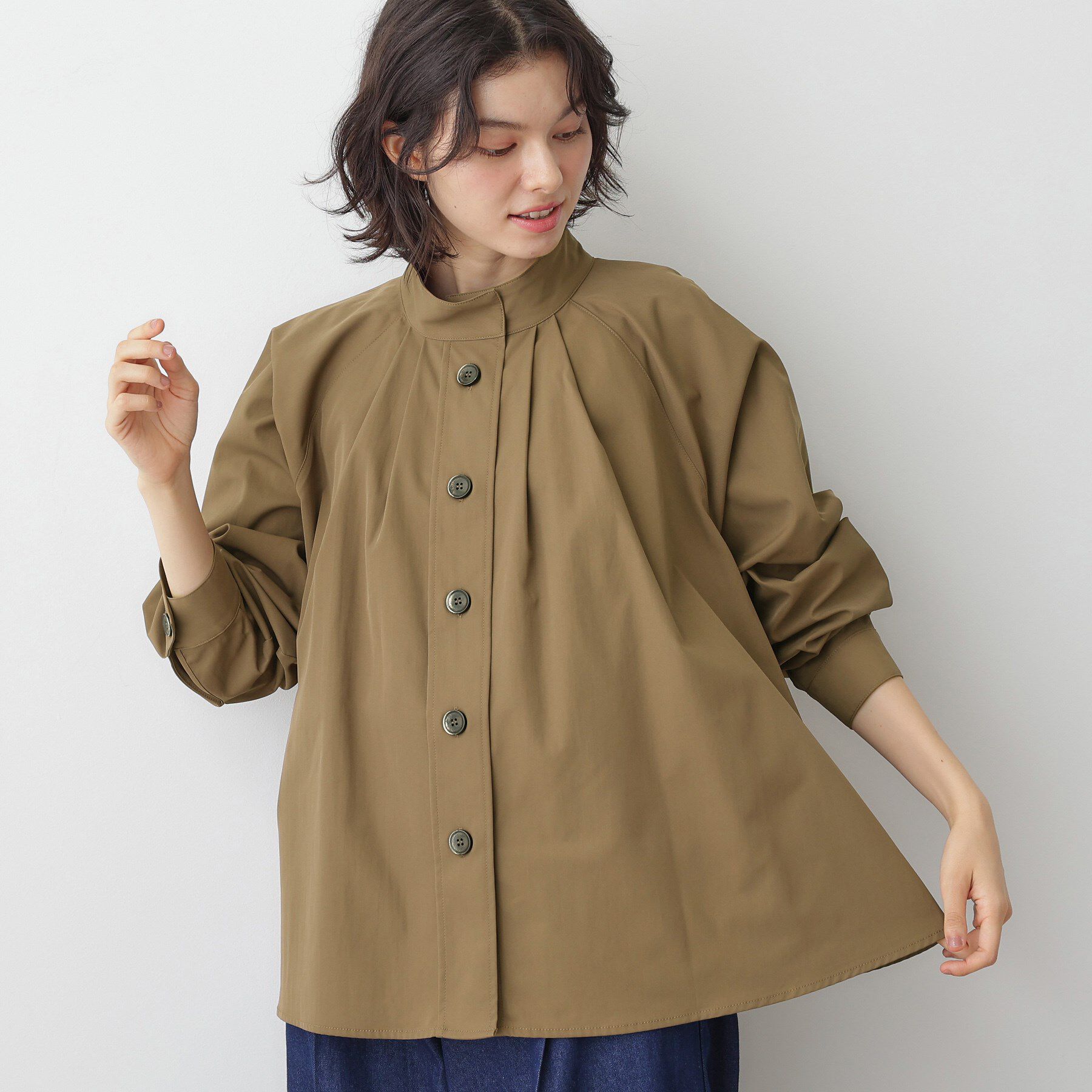 【デッサン/Dessin】 【洗える】スタンドカラーAラインジャケット