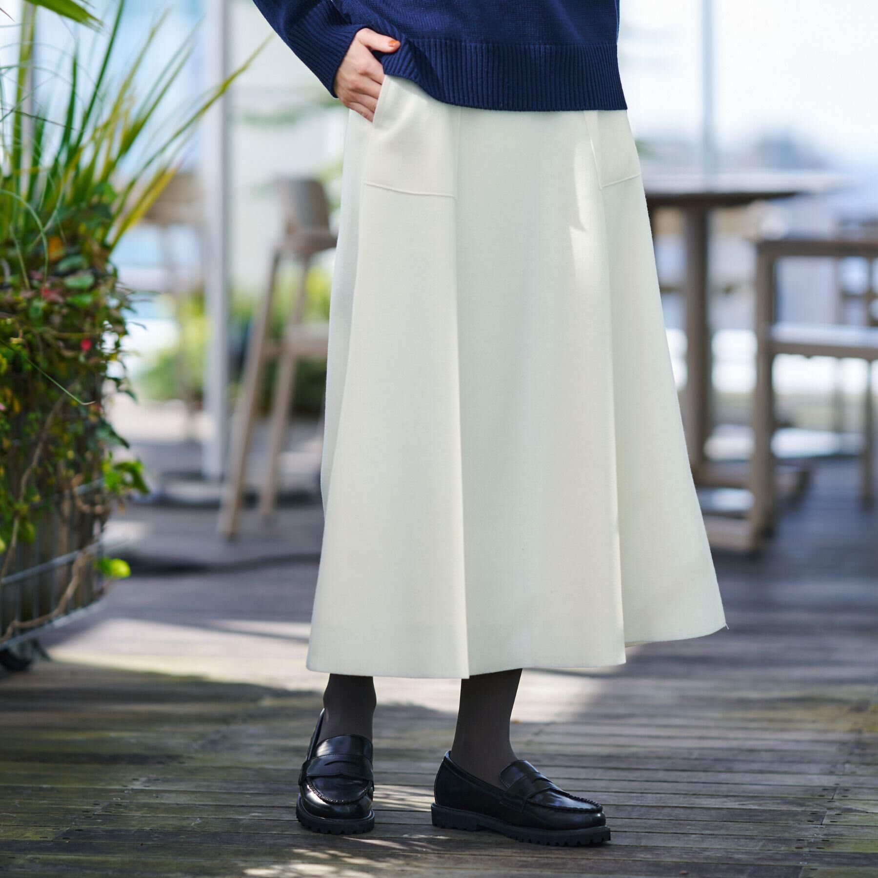 【デッサン/Dessin】 メルトンジャージフレアスカート