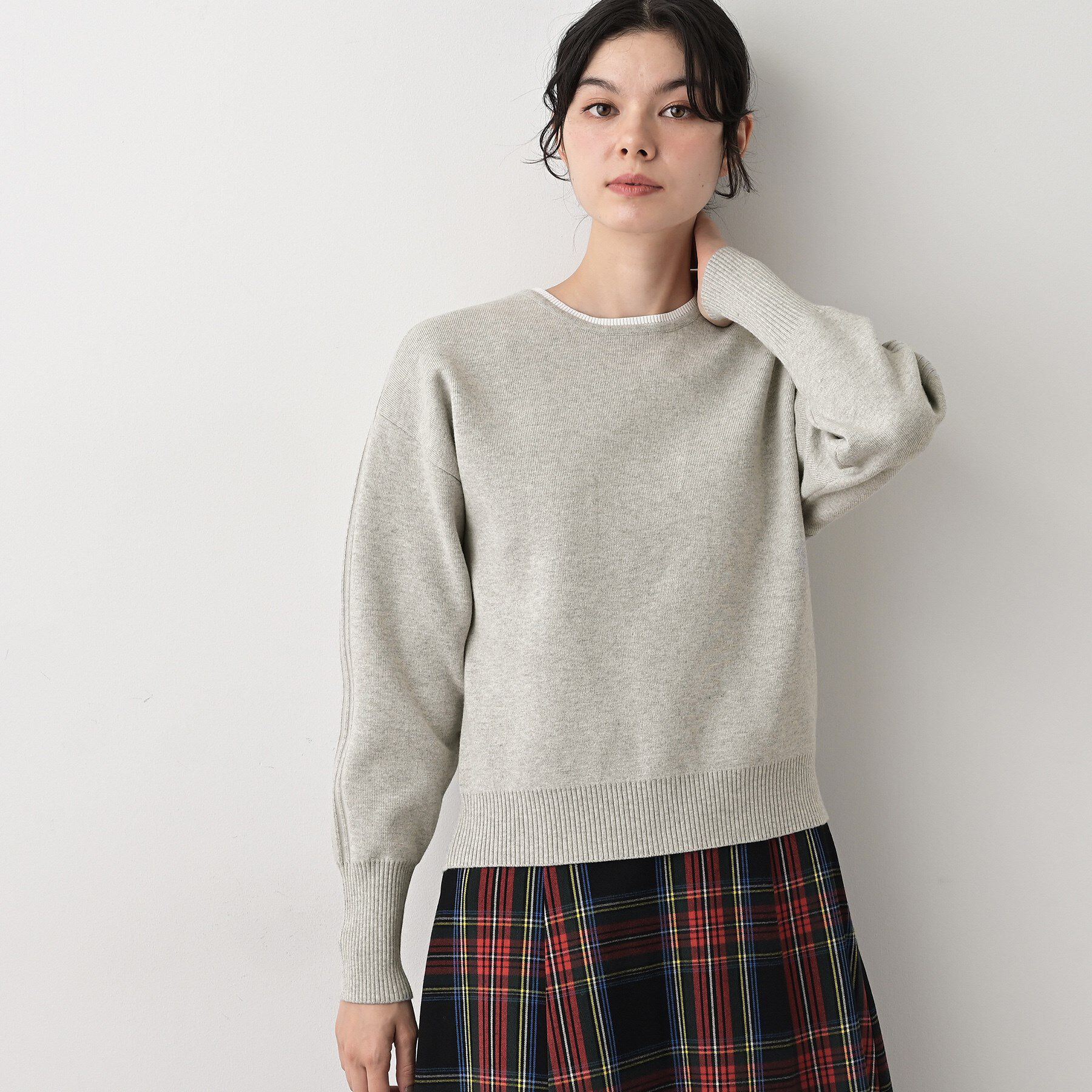 【デッサン/Dessin】 【洗える】カシミヤブレンドスウェットライクニット