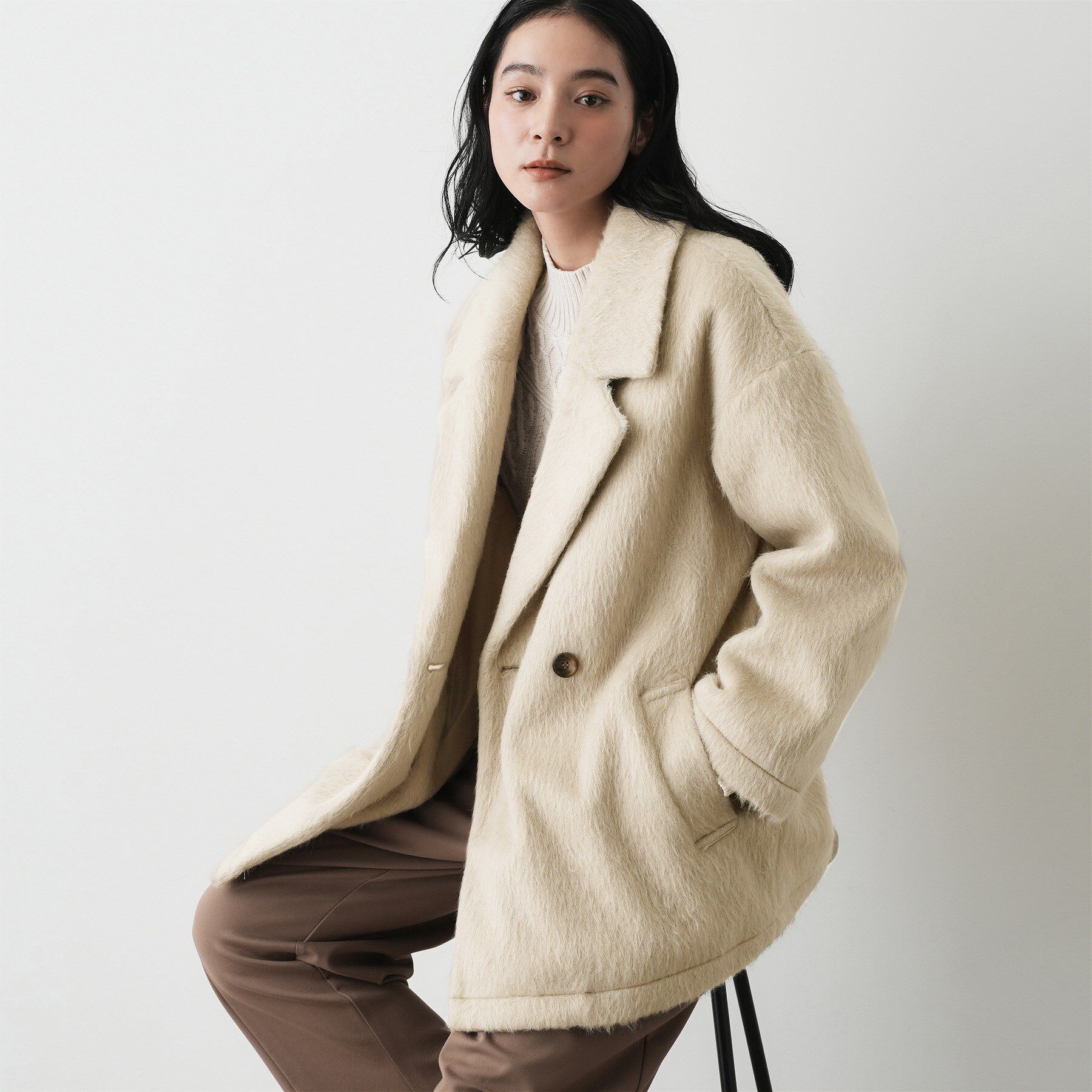 金ボタンシャギーミディジャケットコート｜ルミネのファッション通販