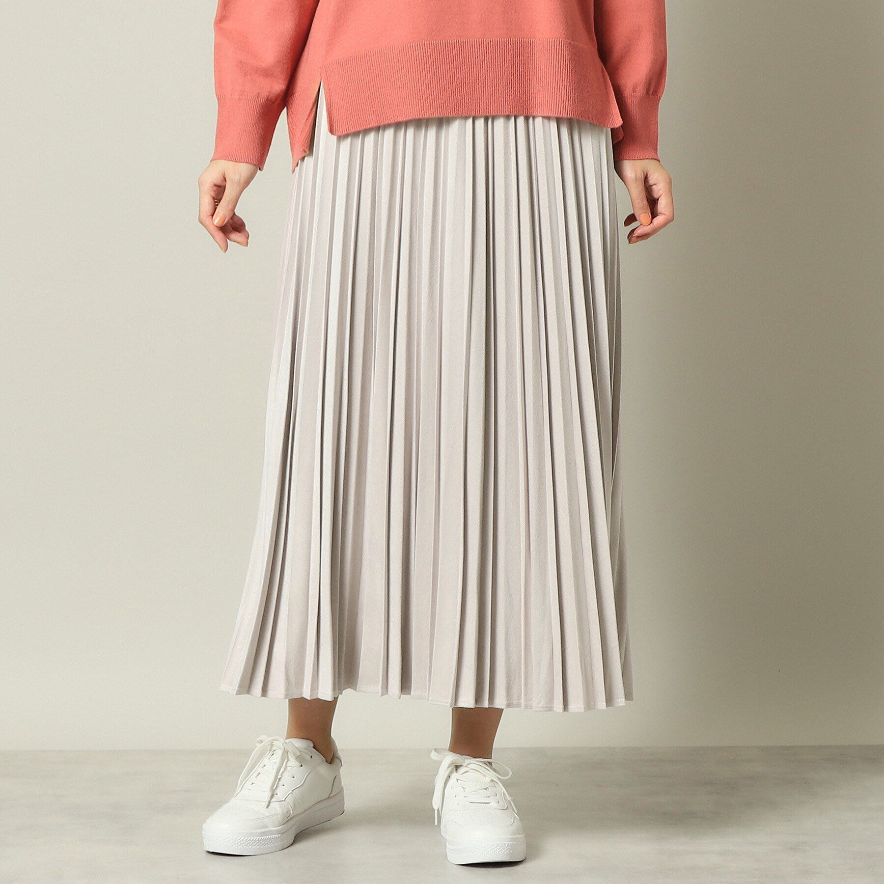 【イッツデモ/ITS'DEMO】 【ウエストゴム／手洗い可】フェイクスエードプリーツスカート