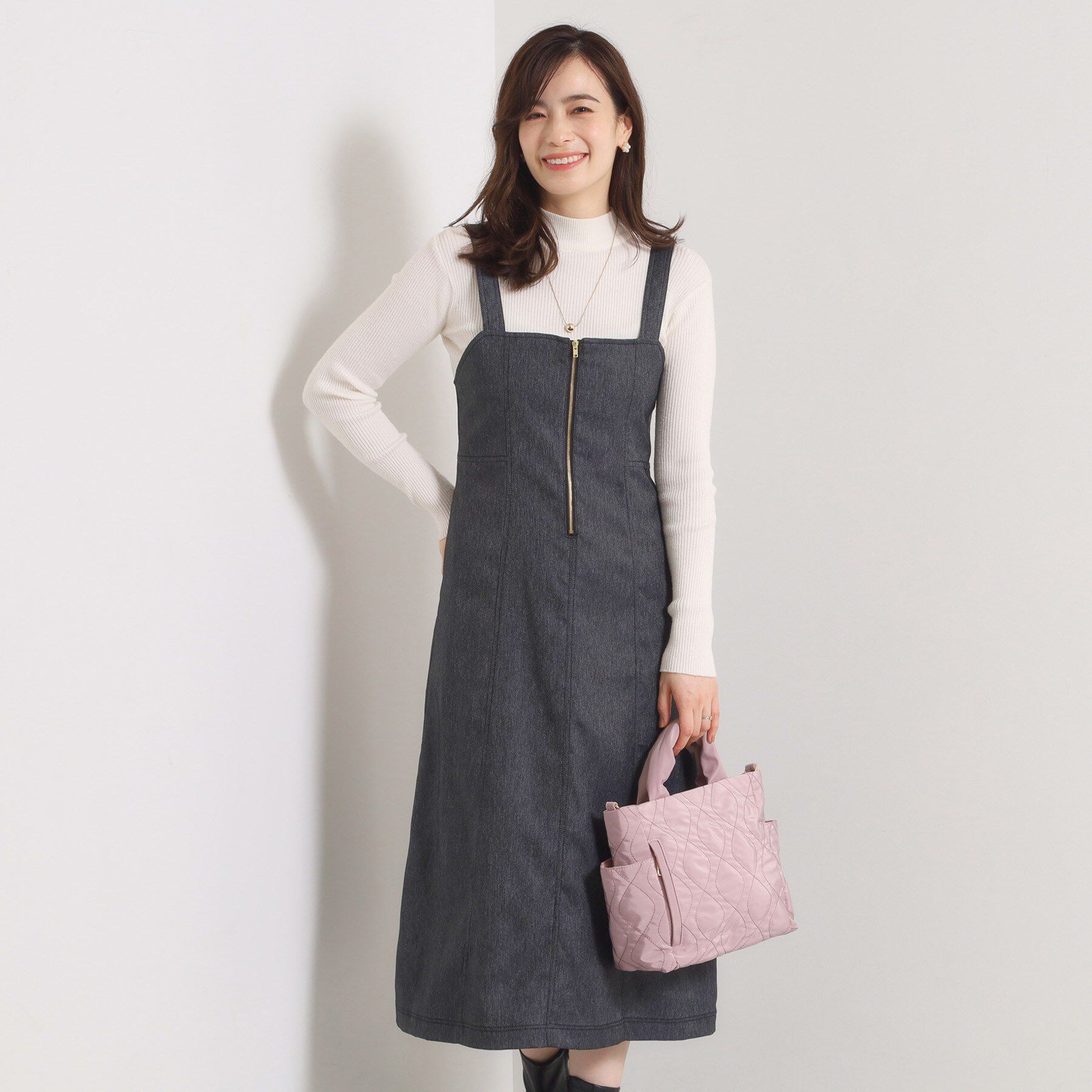 【イッツデモ/ITS'DEMO】 【手洗い可】デニム風ジャンスカ