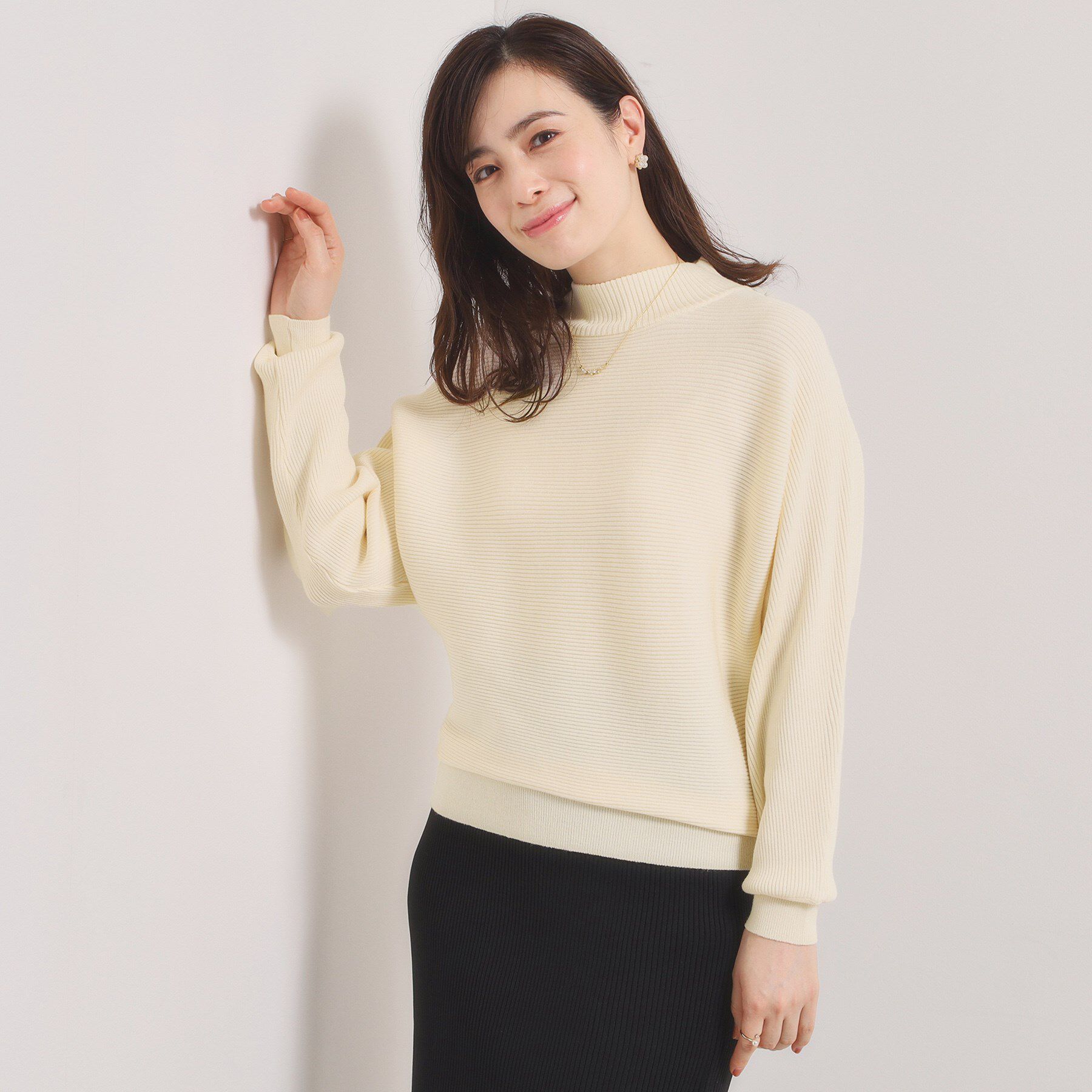 【イッツデモ/ITS'DEMO】 【手洗い可】リブドルマンハイネックニット