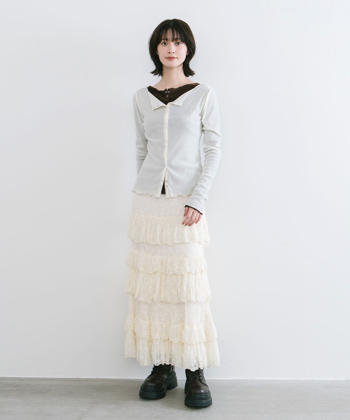 【ココ　ディール/COCO DEAL】 レースティアードマーメイドスカート