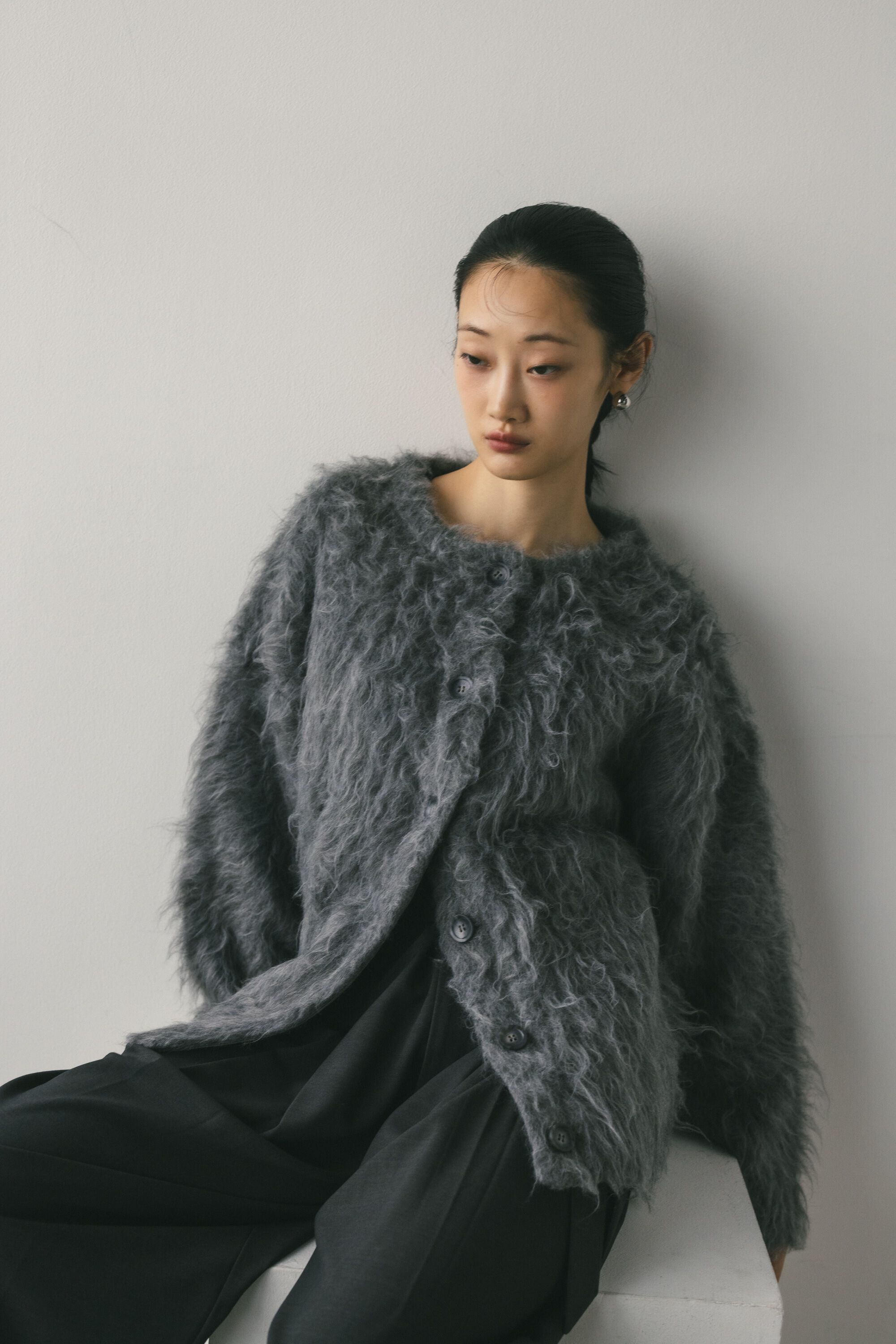 人気ファッションメンズ|【スタイルミキサー/STYLEMIXER】 ヘアリーカールクルーニットカーデ