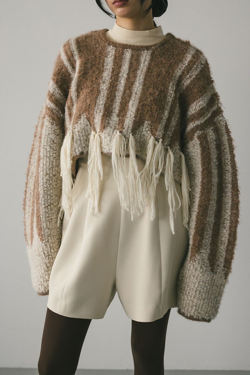 【スタイルミキサー/STYLEMIXER】 インターシャーフリンジニット